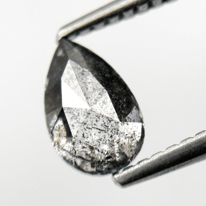 0.86 Ct Pear Rose Cut Grey Natural Minimalist Salt and Pepper Diamond