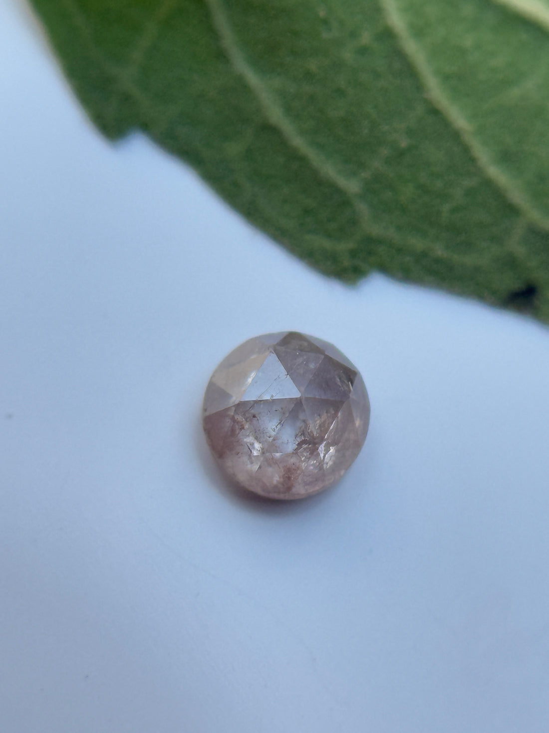 0.20 Ct Round Rose Cut Milky White Natural Salt and Pepper Diamond
