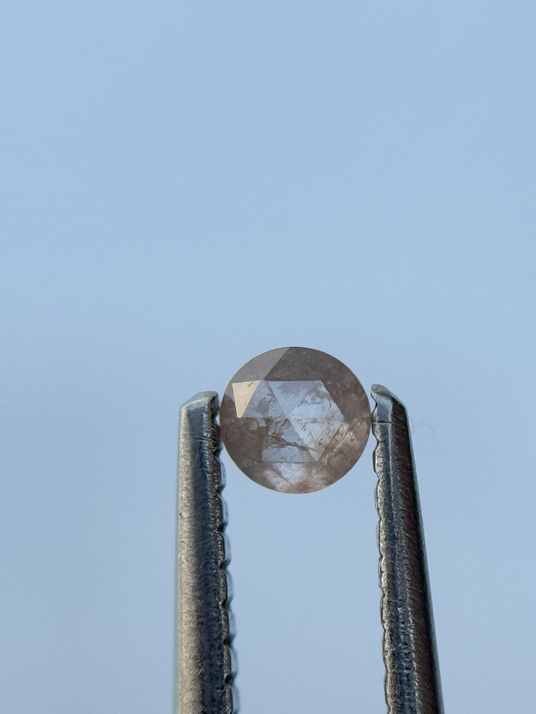 0.20 Ct Round Rose Cut Milky White Natural Salt and Pepper Diamond