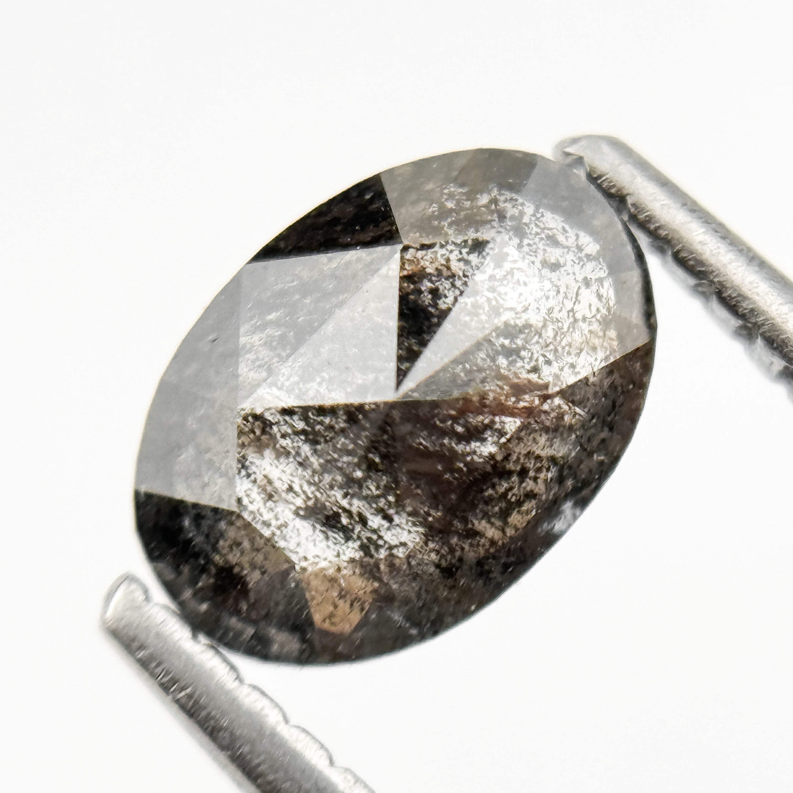 1.03 Ct Oval Rose Cut Grey Natural Minimalist Diamond