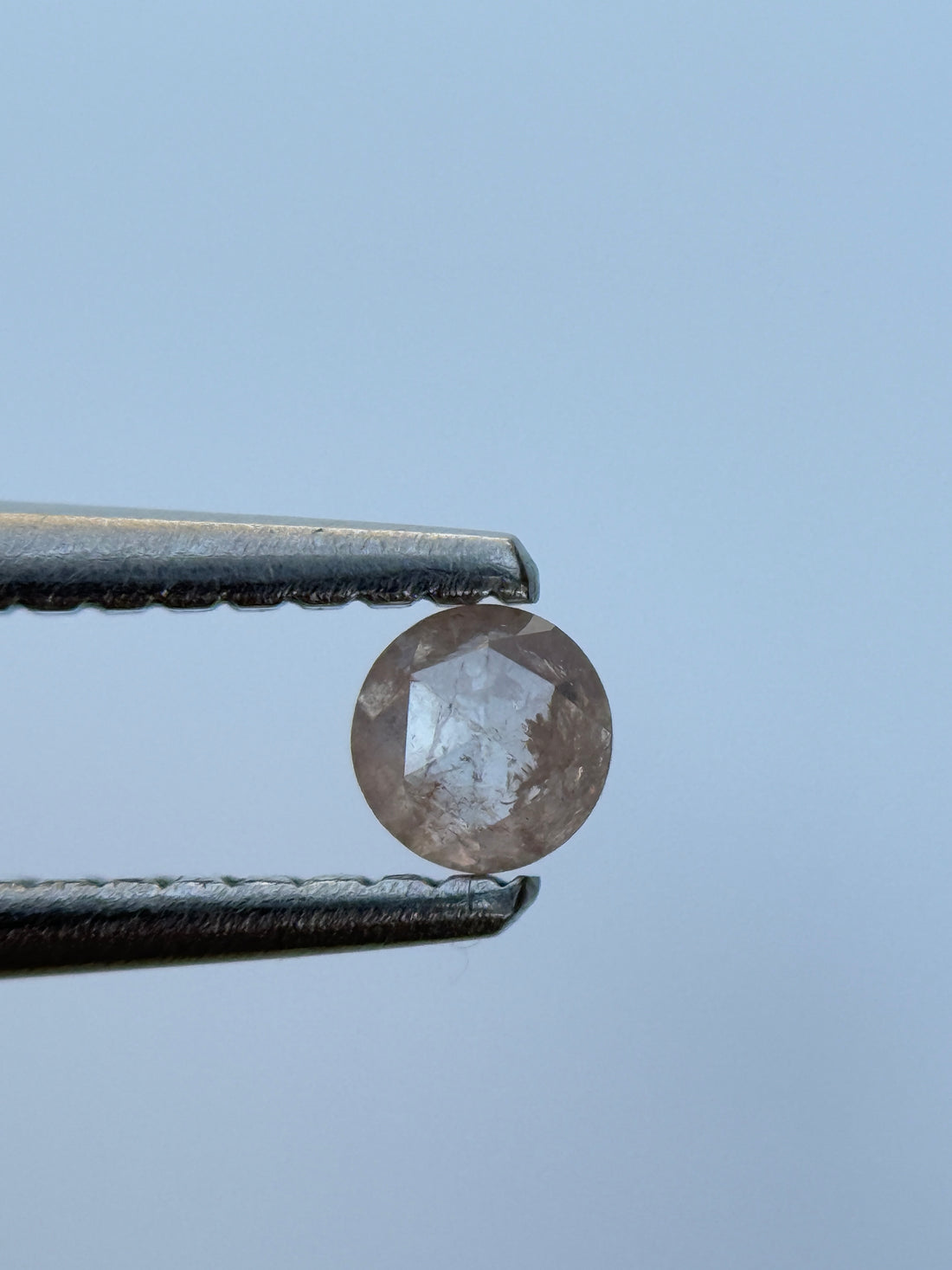 0.20 Ct Round Rose Cut Milky White Natural Salt and Pepper Diamond