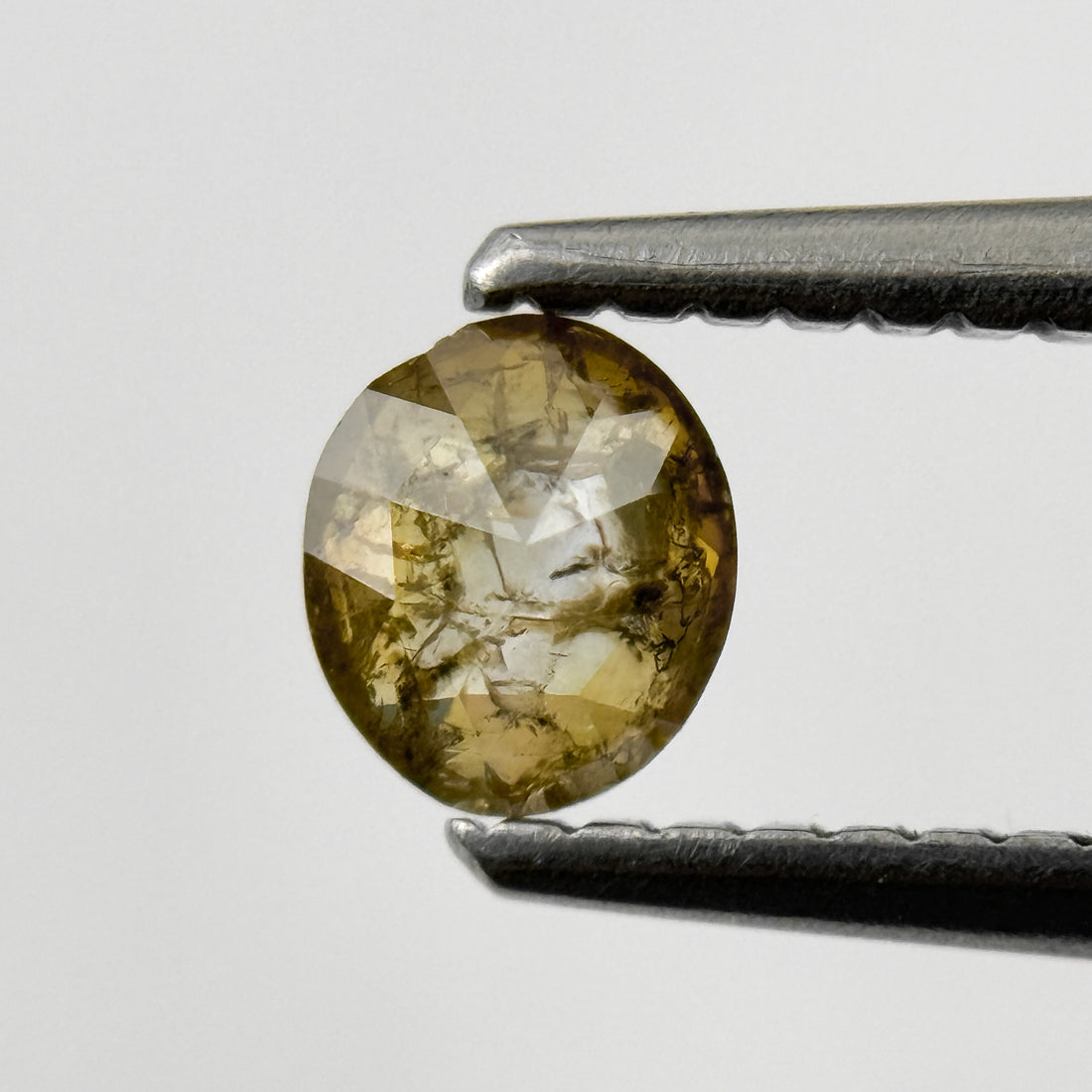 0.29 Ct Oval Rose Cut Green Natural Salt and Pepper Diamond