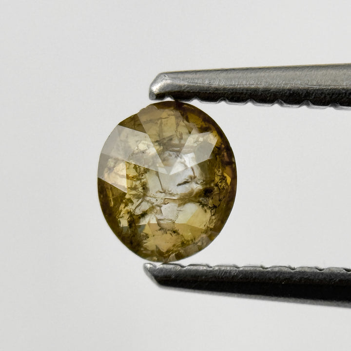 0.29 Ct Oval Rose Cut Green Natural Salt and Pepper Diamond
