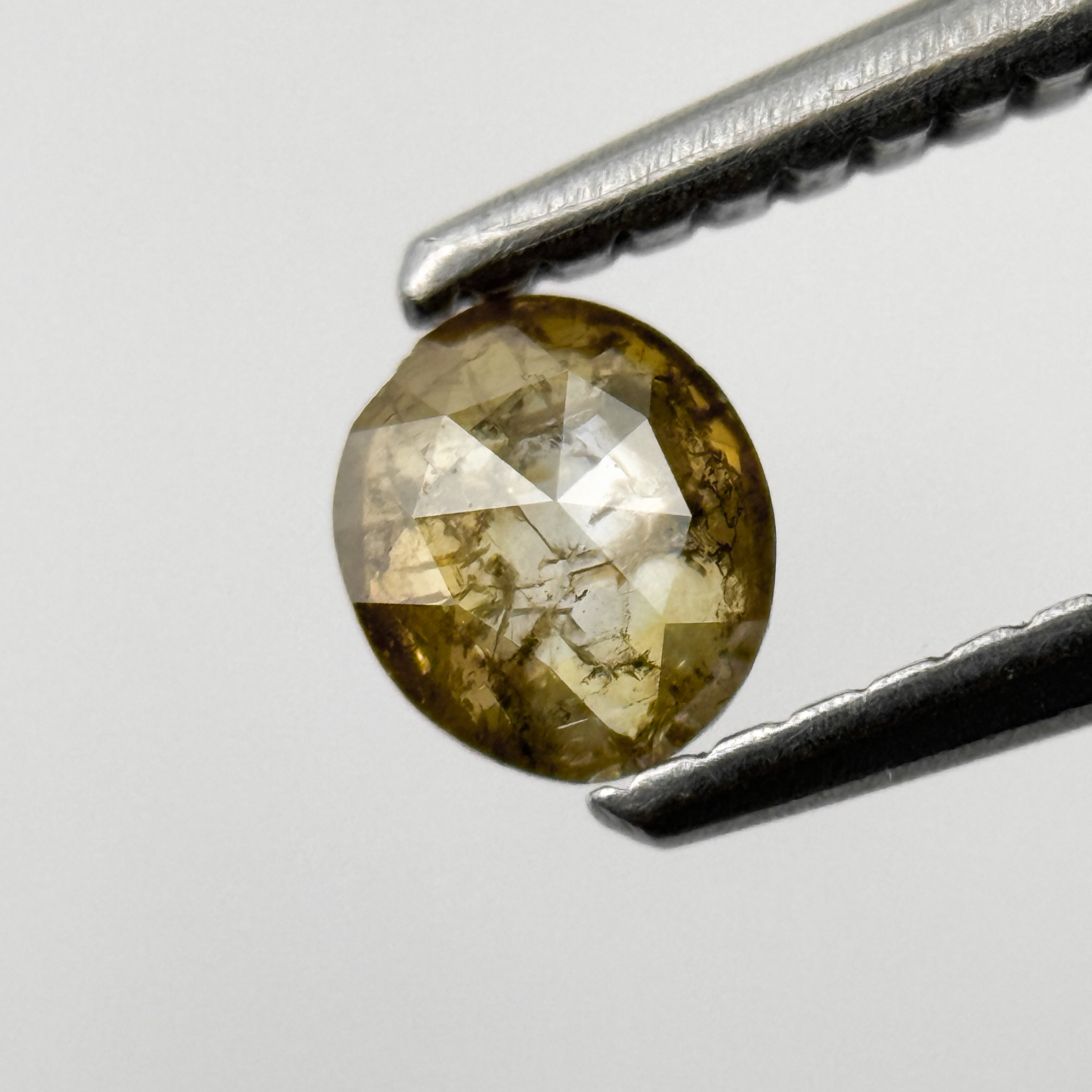 0.29 Ct Oval Rose Cut Green Natural Salt and Pepper Diamond