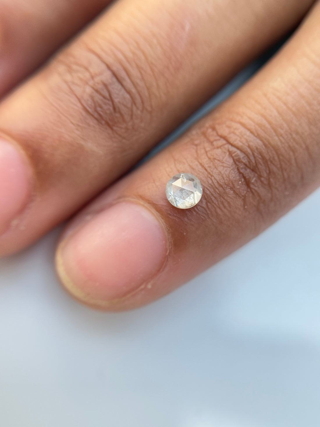 0.28 Ct Round Rose Cut White Natural Salt and Pepper Diamond