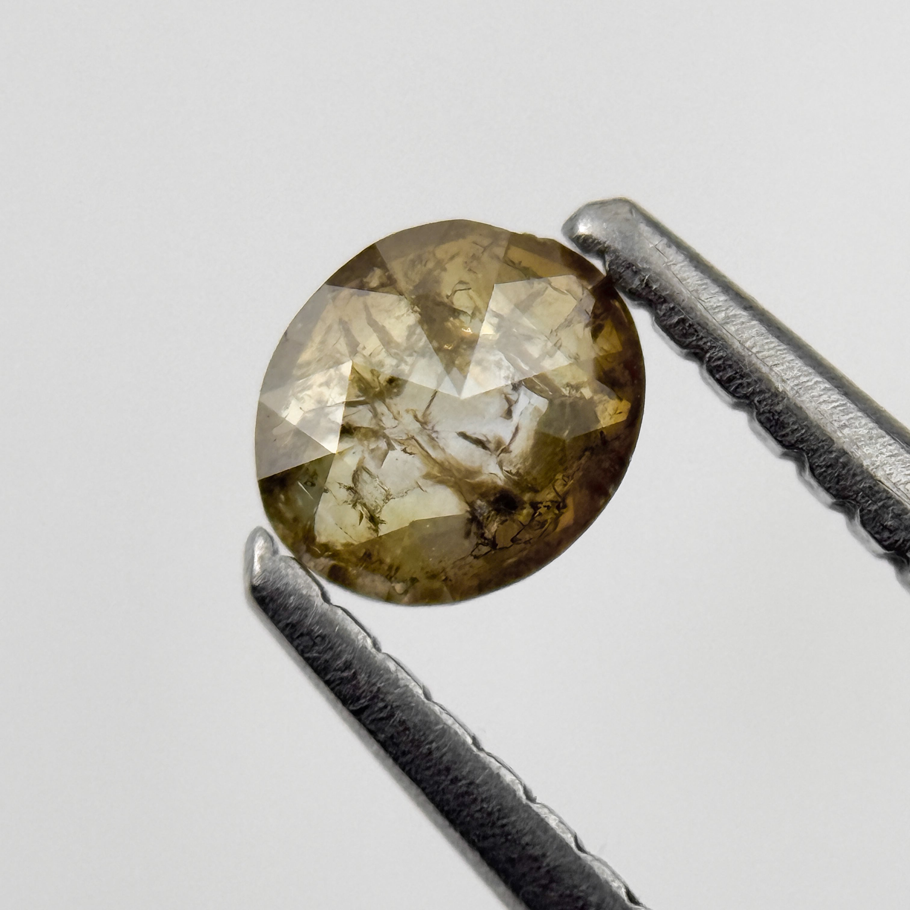 0.29 Ct Oval Rose Cut Green Natural Salt and Pepper Diamond