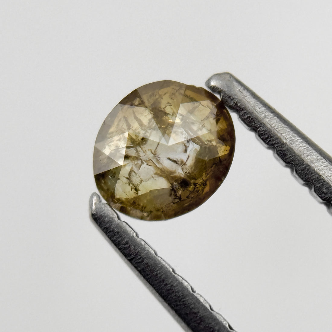 0.29 Ct Oval Rose Cut Green Natural Salt and Pepper Diamond