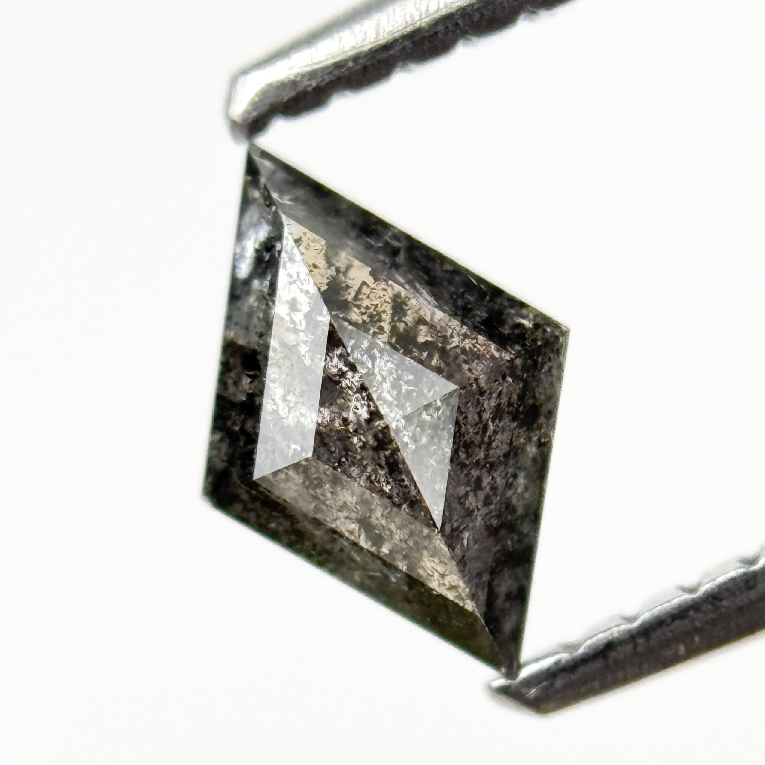 0.46 Ct Square Kite Rose Cut Grey Natural Galaxy Diamond