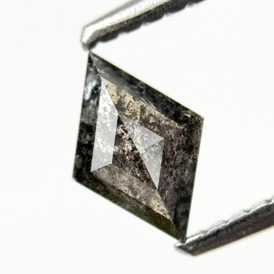 0.46 Ct Square Kite Rose Cut Grey Natural Galaxy Diamond