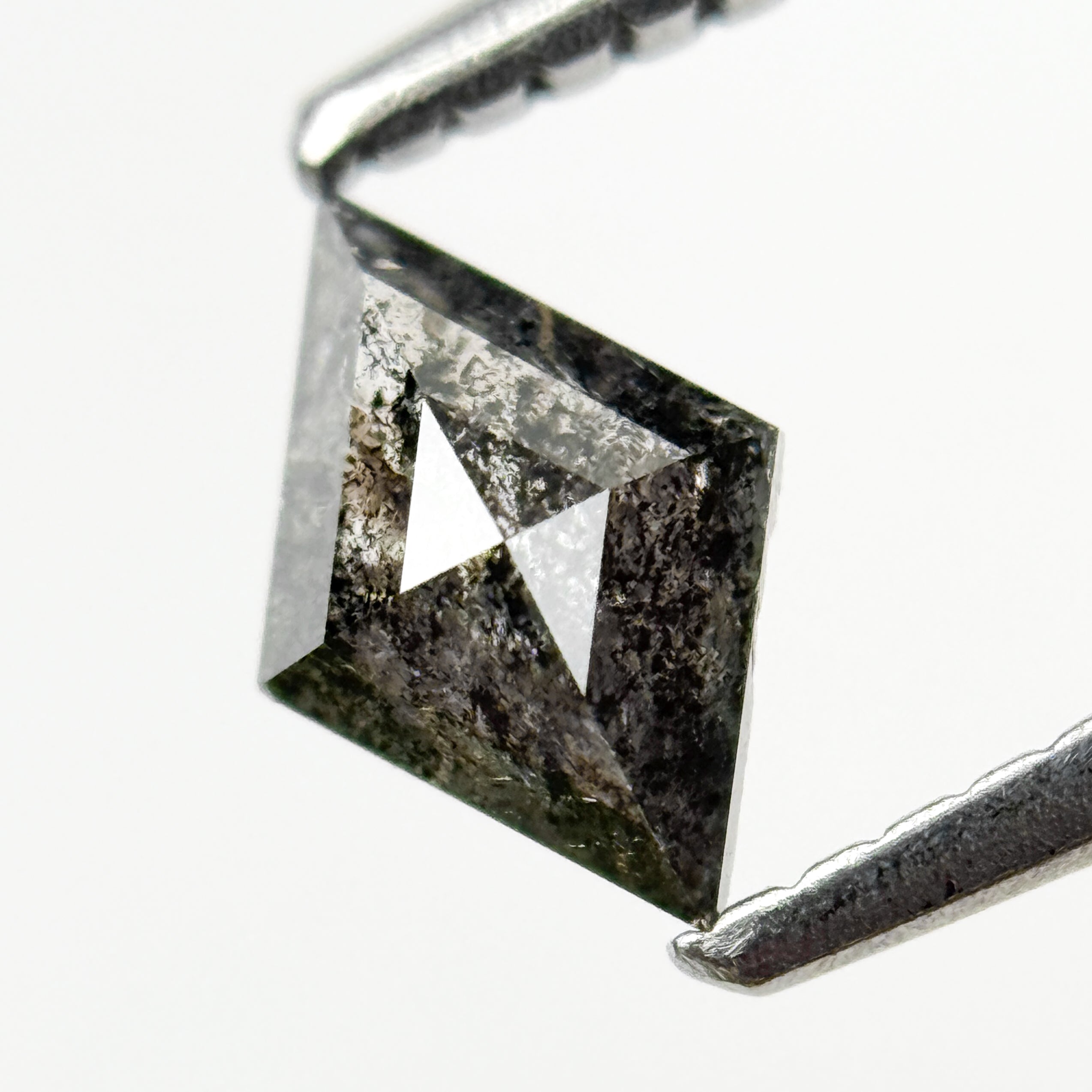 0.46 Ct Square Kite Rose Cut Grey Natural Galaxy Diamond