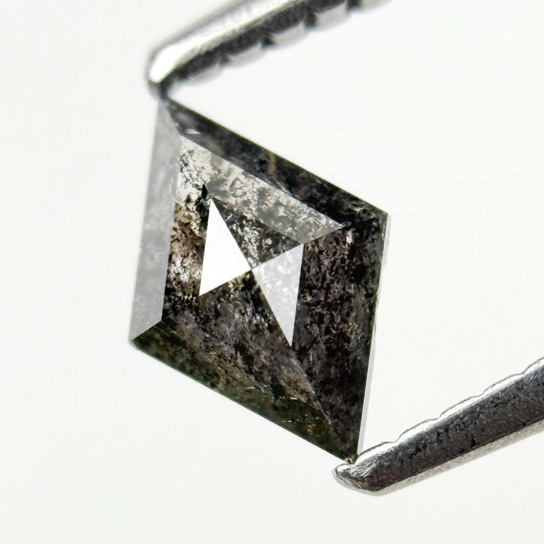 0.46 Ct Square Kite Rose Cut Grey Natural Galaxy Diamond