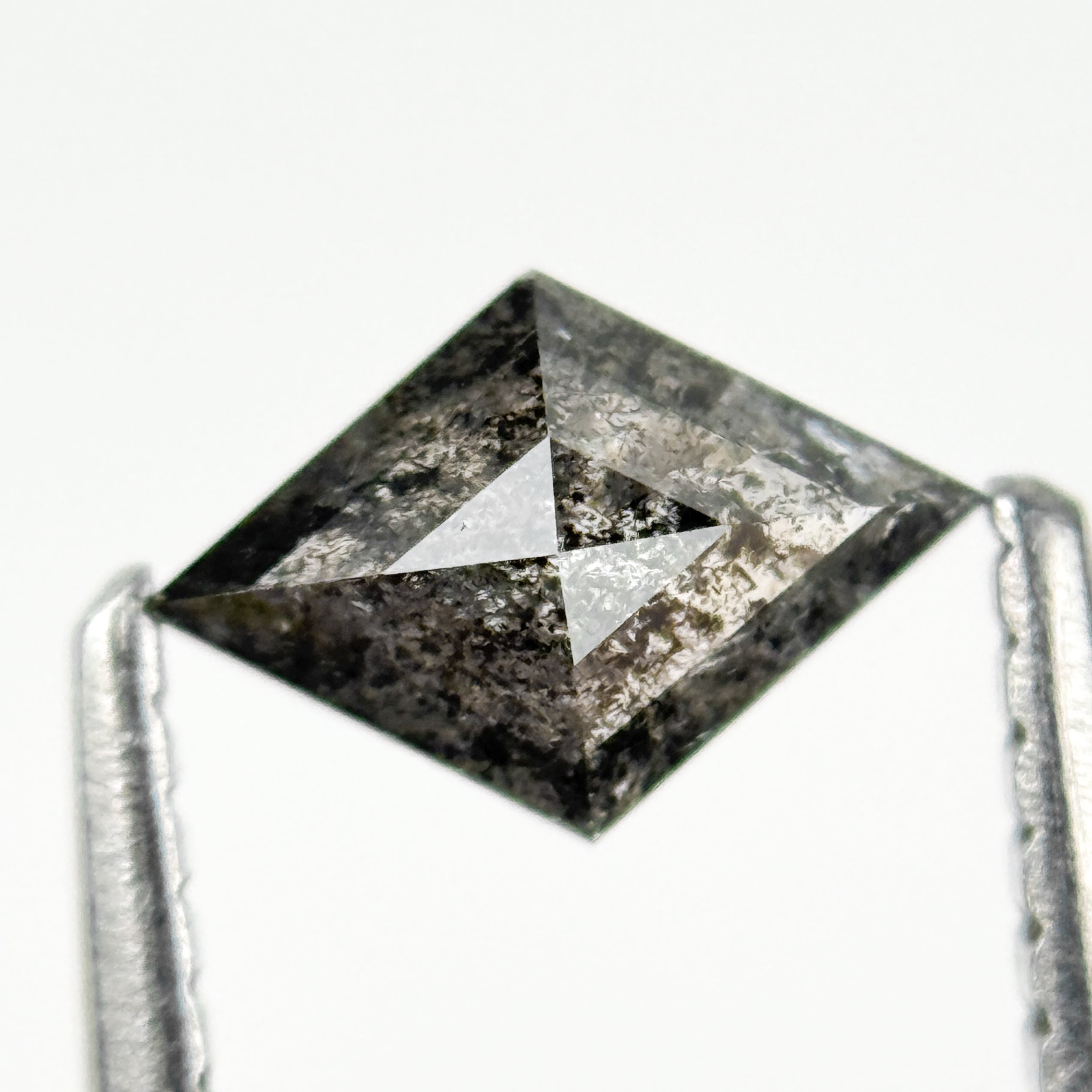 0.46 Ct Square Kite Rose Cut Grey Natural Galaxy Diamond