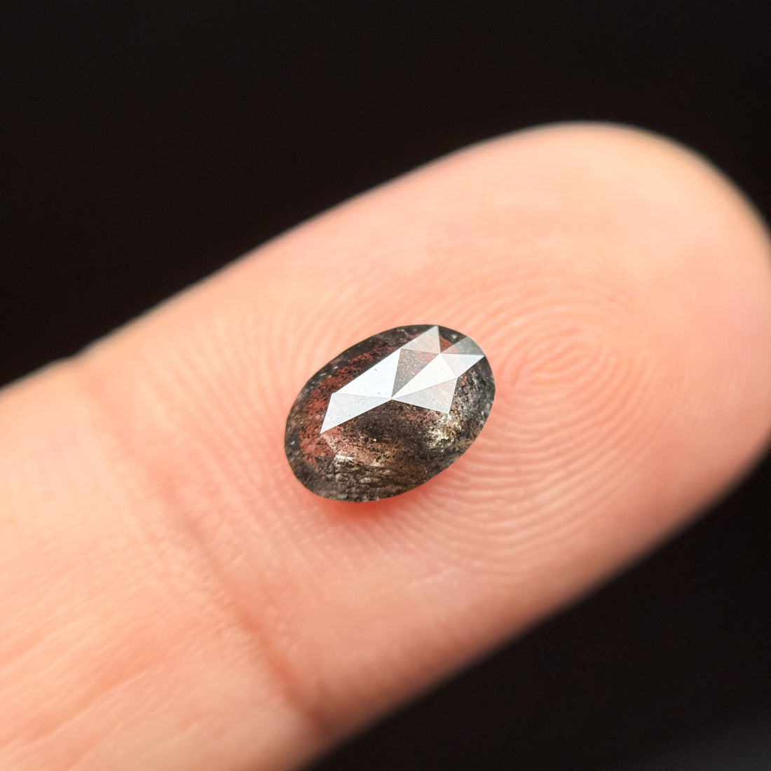 1.03 Ct Oval Rose Cut Grey Natural Minimalist Diamond
