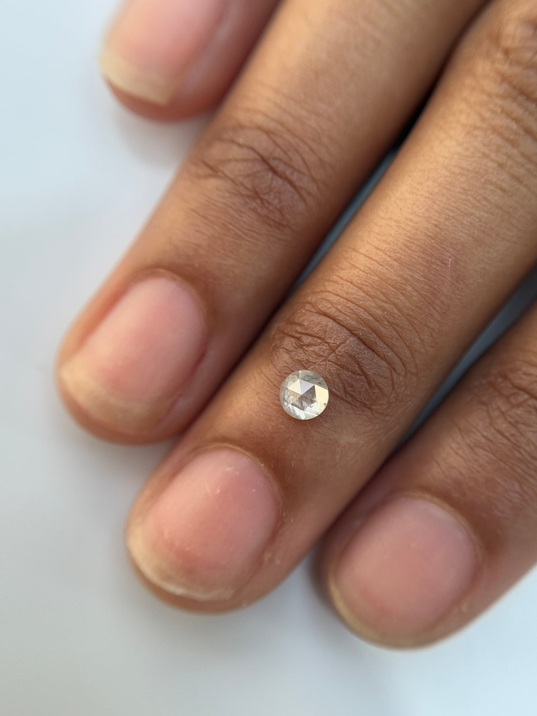 0.28 Ct Round Rose Cut White Natural Salt and Pepper Diamond