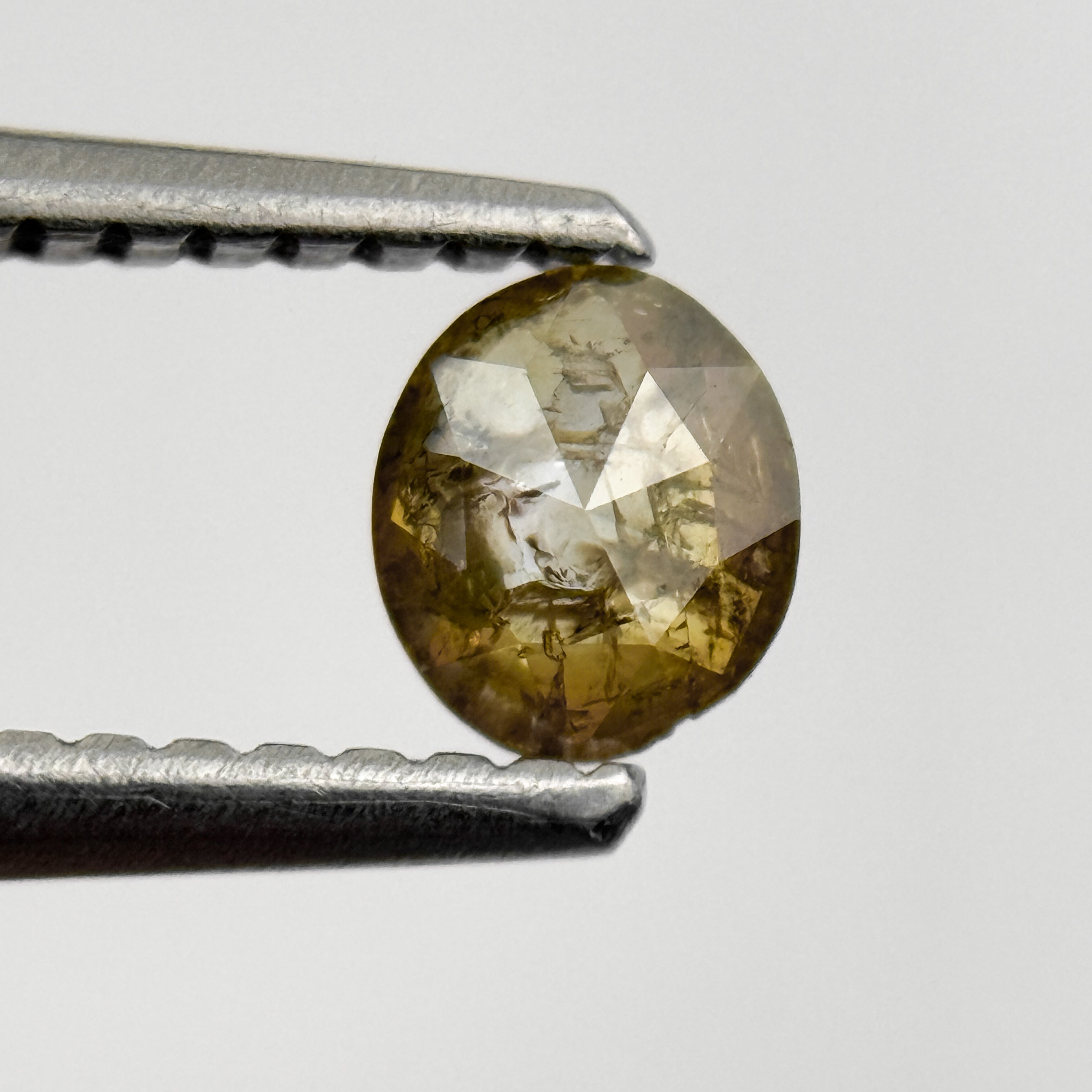 0.29 Ct Oval Rose Cut Green Natural Salt and Pepper Diamond