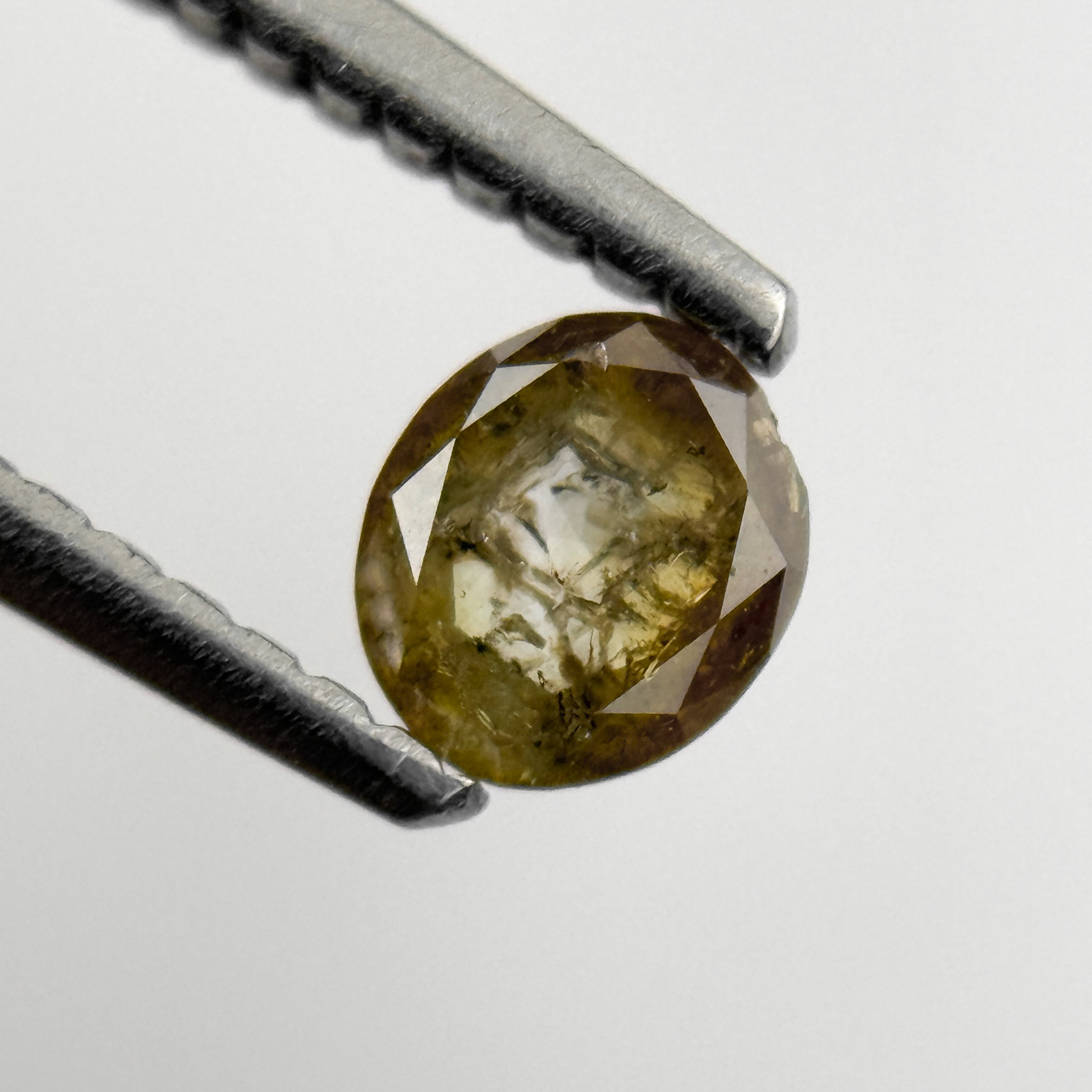 0.29 Ct Oval Rose Cut Green Natural Salt and Pepper Diamond