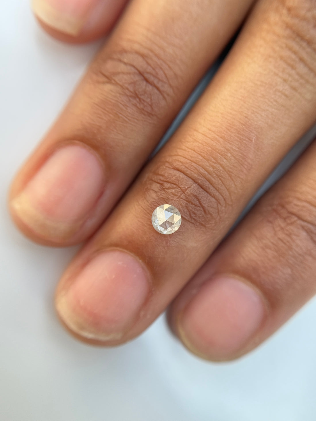 0.28 Ct Round Rose Cut White Natural Salt and Pepper Diamond