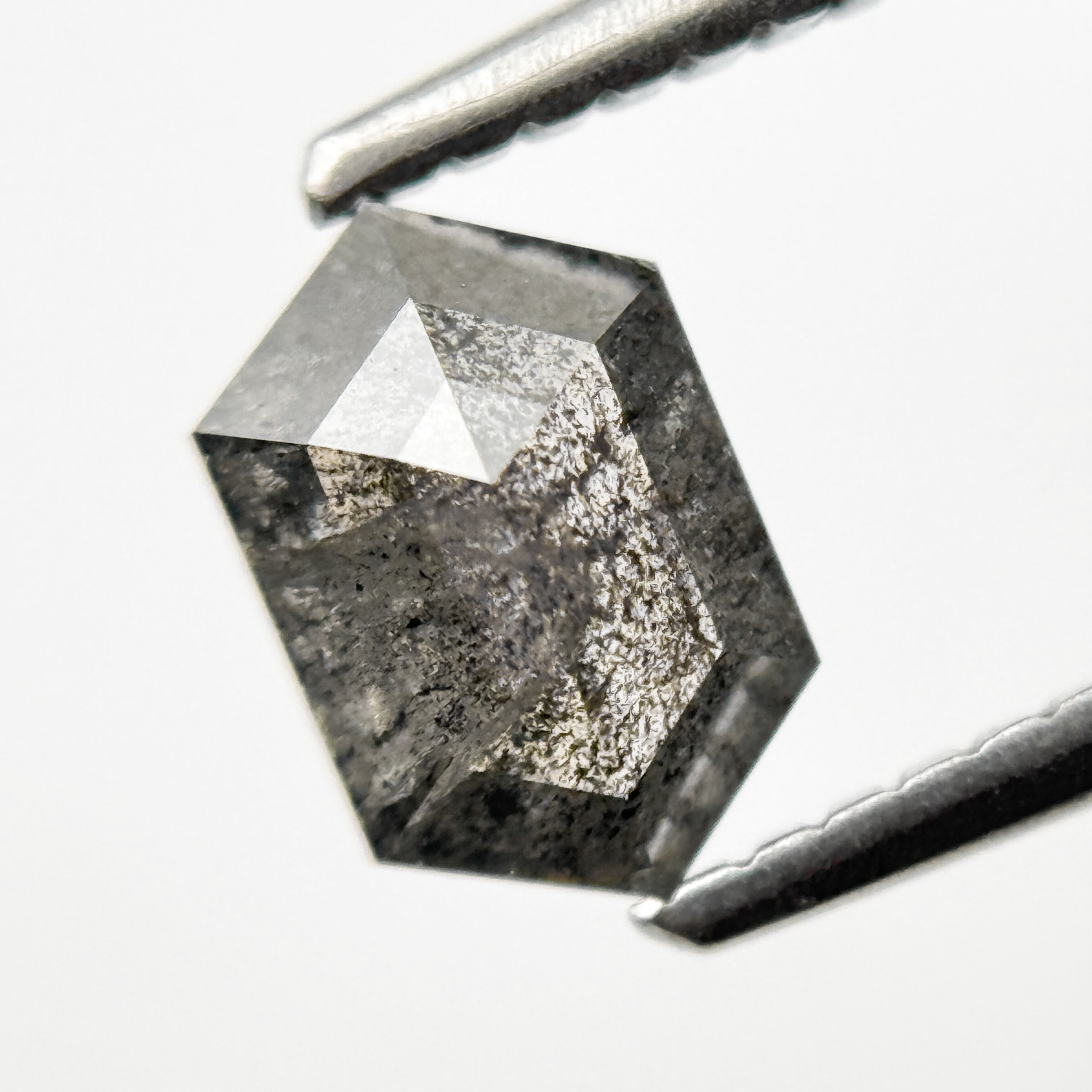 0.98 Ct Hexagon Rose Cut Grey Natural Galaxy Diamond