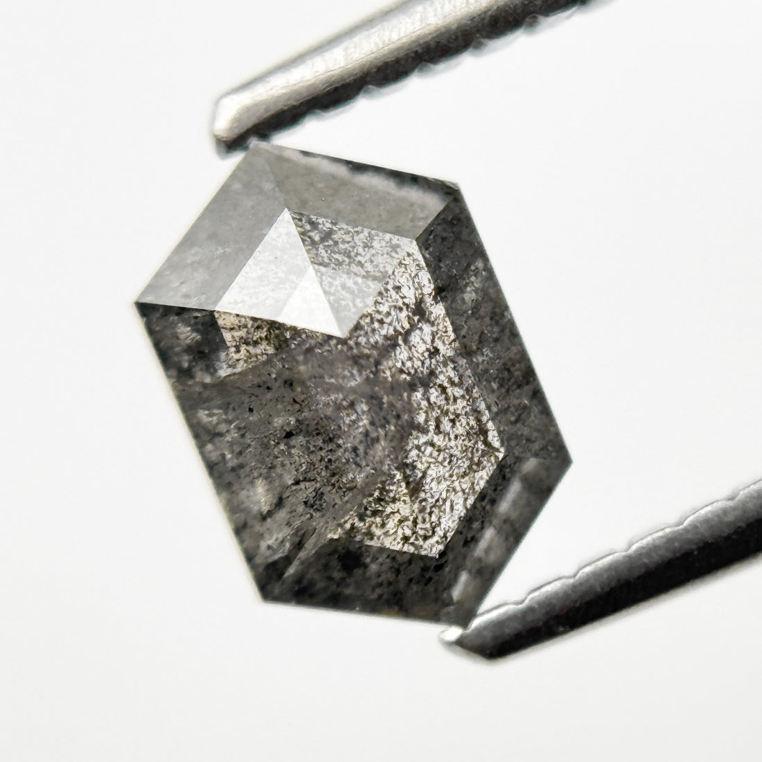 0.98 Ct Hexagon Rose Cut Grey Natural Galaxy Diamond