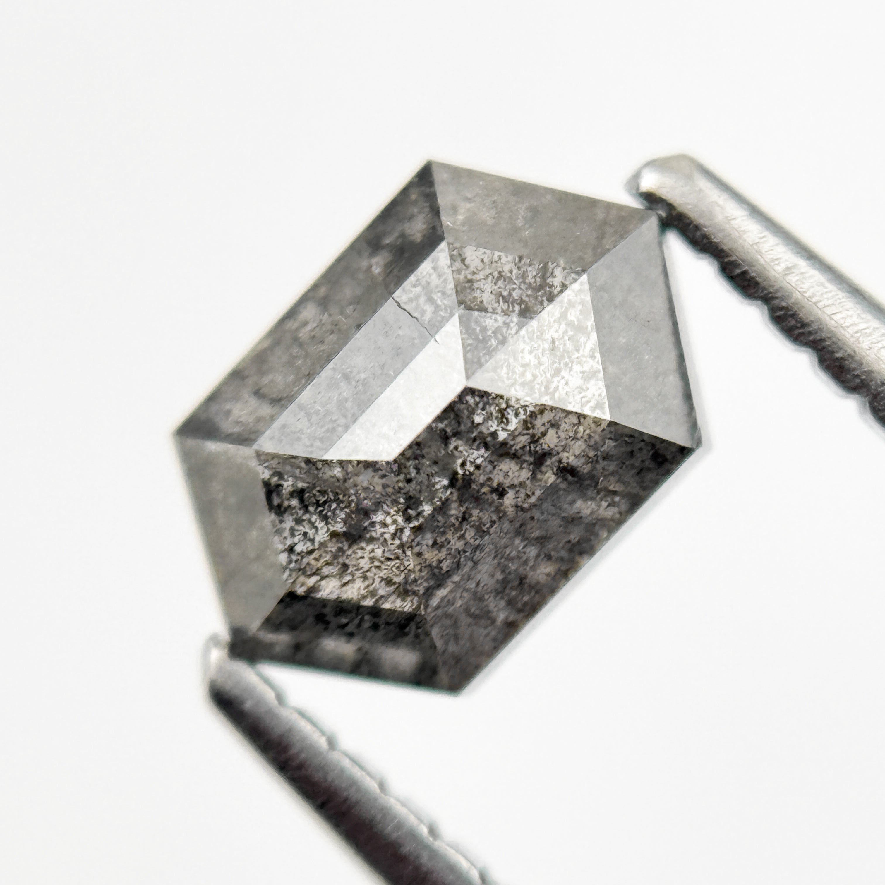 0.98 Ct Hexagon Rose Cut Grey Natural Galaxy Diamond
