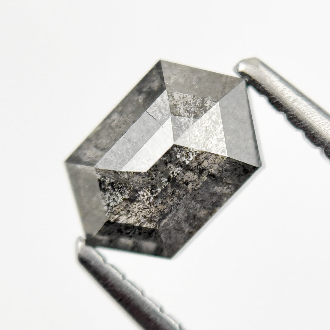 0.98 Ct Hexagon Rose Cut Grey Natural Galaxy Diamond