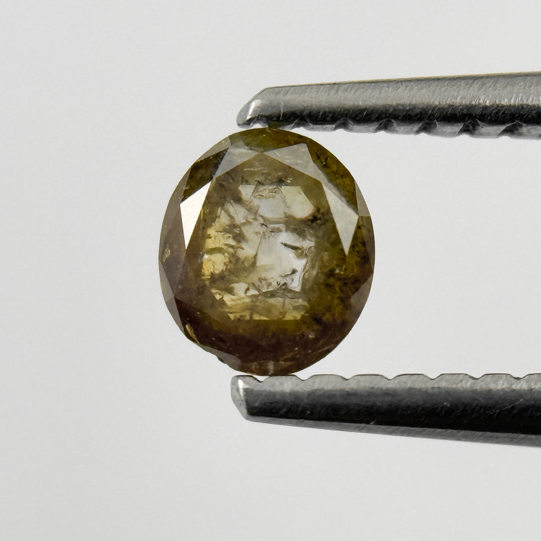 0.29 Ct Oval Rose Cut Green Natural Salt and Pepper Diamond