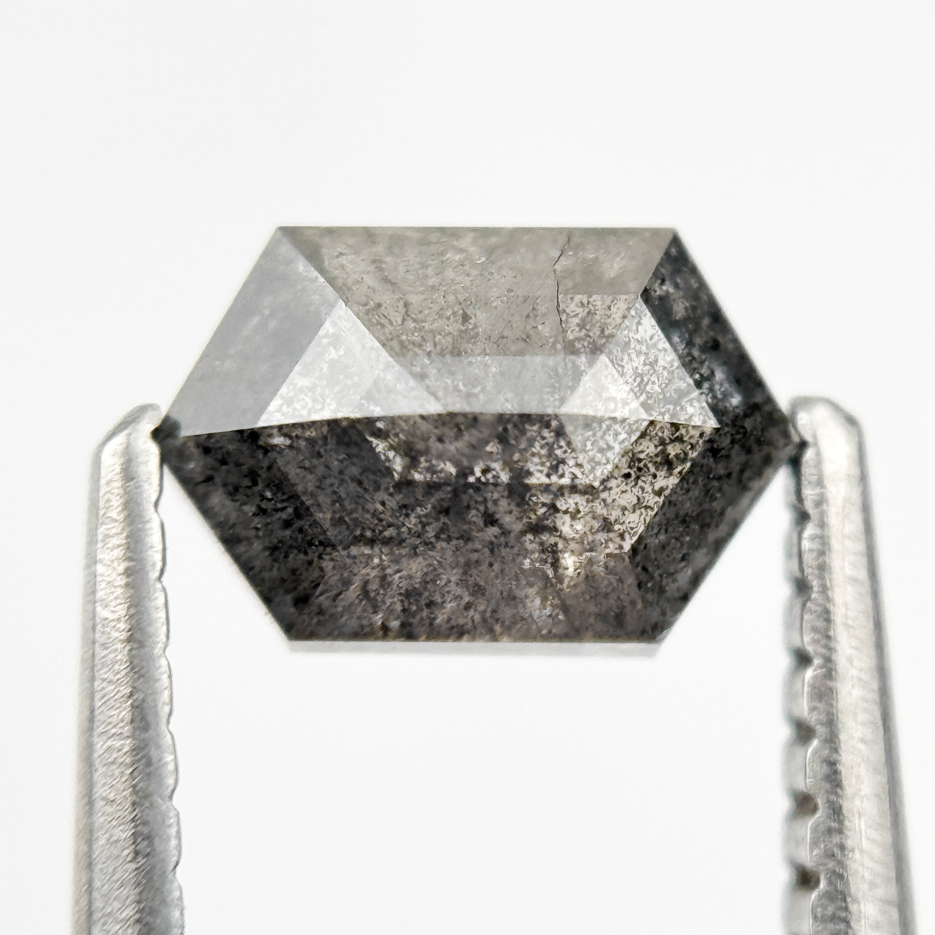 0.98 Ct Hexagon Rose Cut Grey Natural Galaxy Diamond
