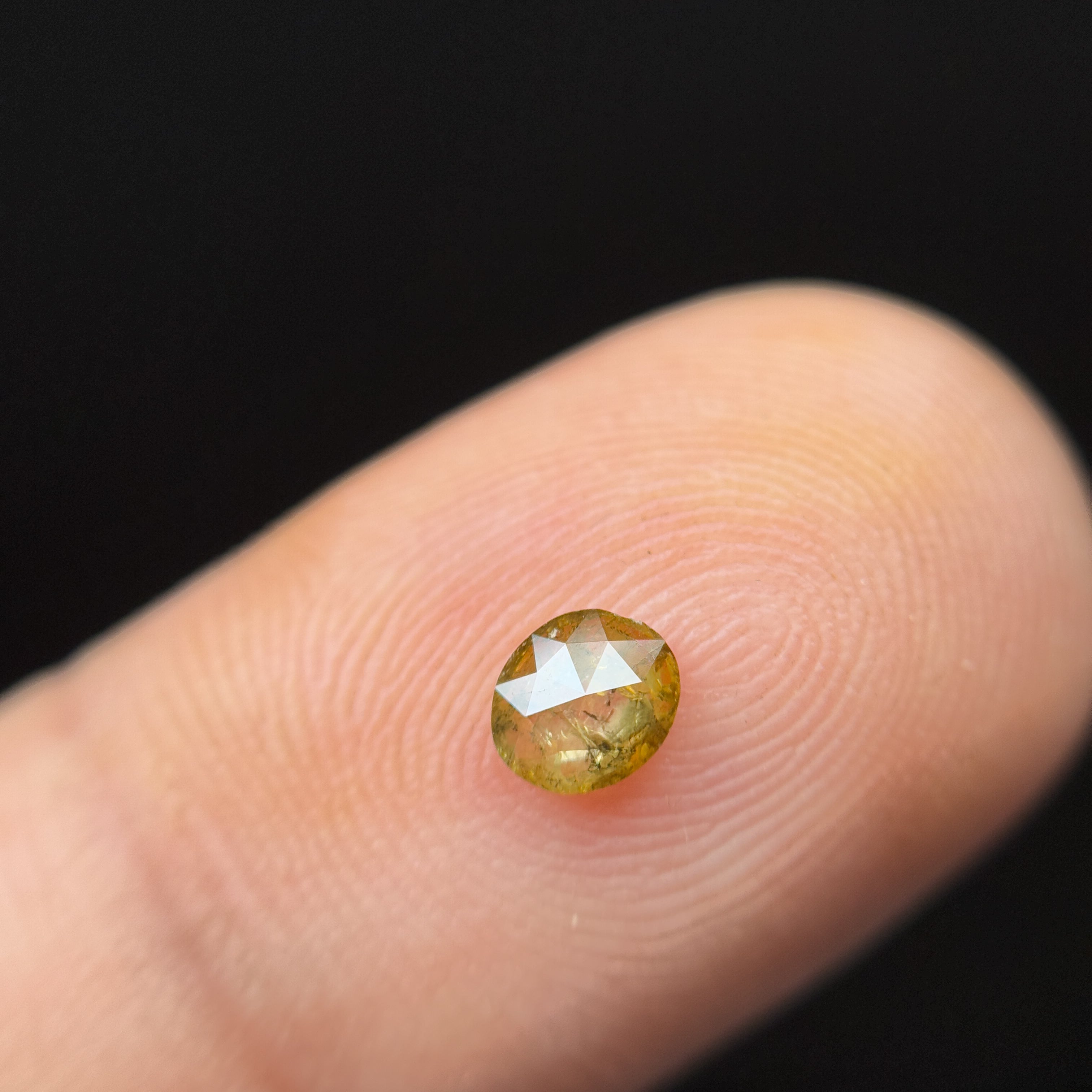 0.29 Ct Oval Rose Cut Green Natural Salt and Pepper Diamond