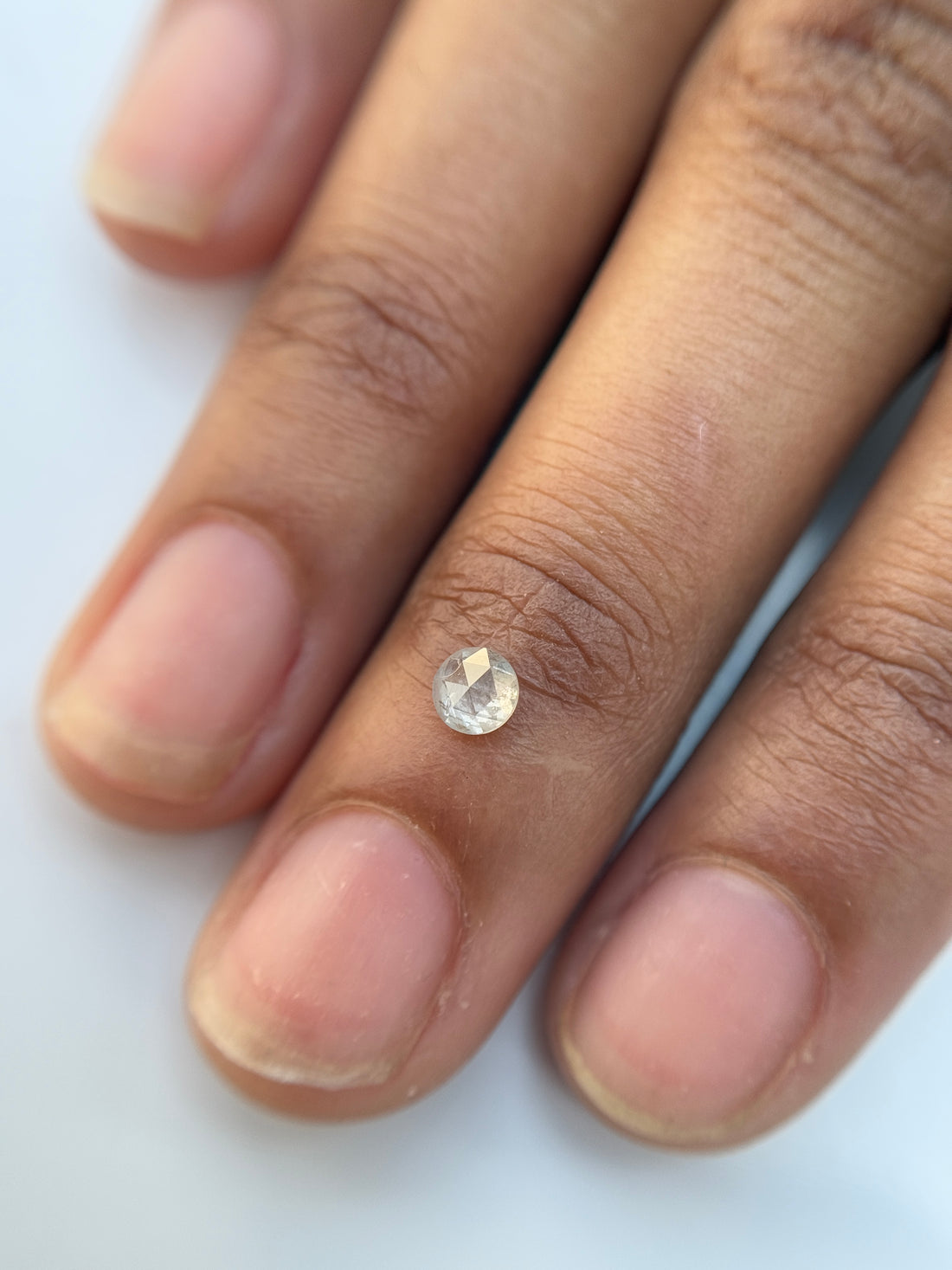 0.28 Ct Round Rose Cut White Natural Salt and Pepper Diamond