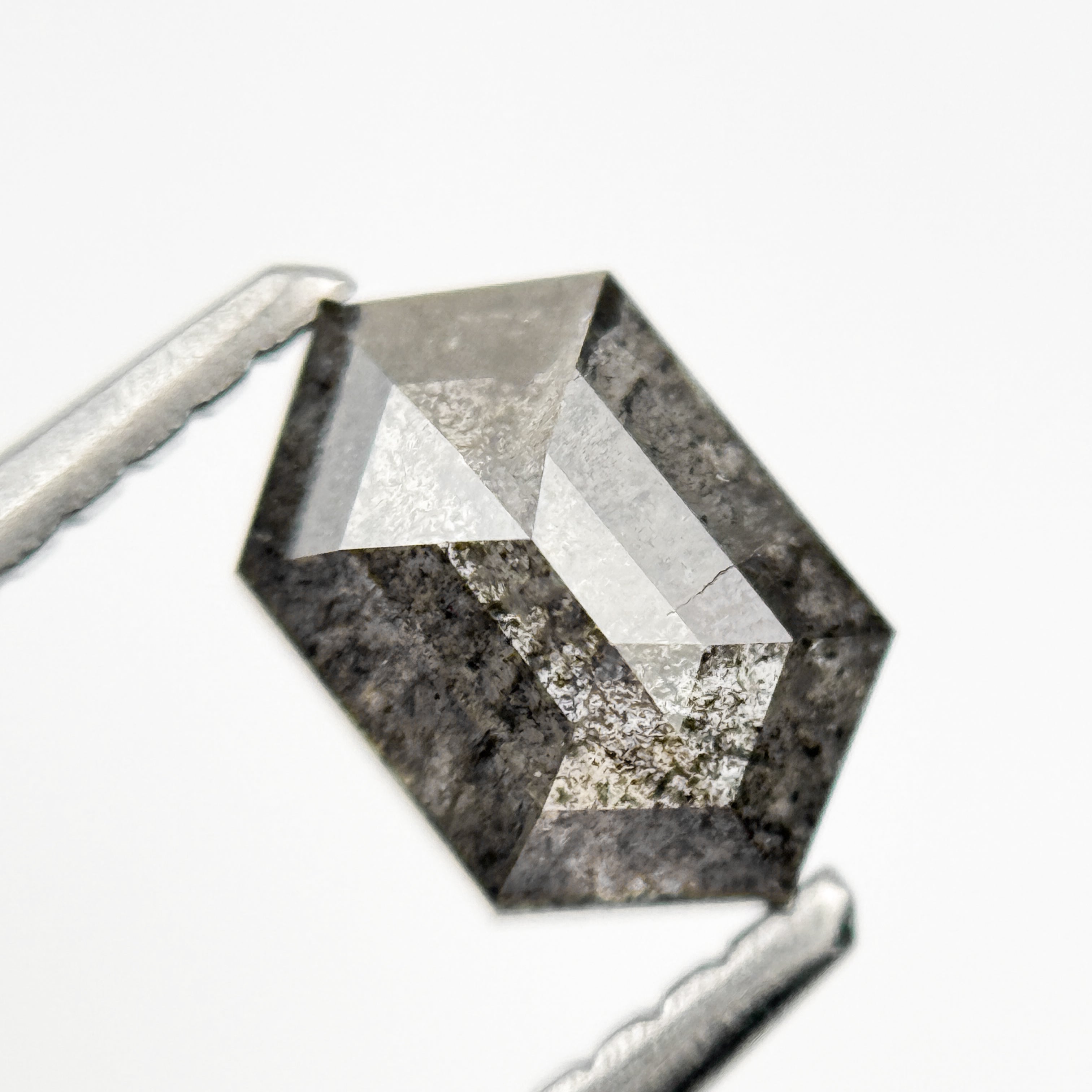 0.98 Ct Hexagon Rose Cut Grey Natural Galaxy Diamond