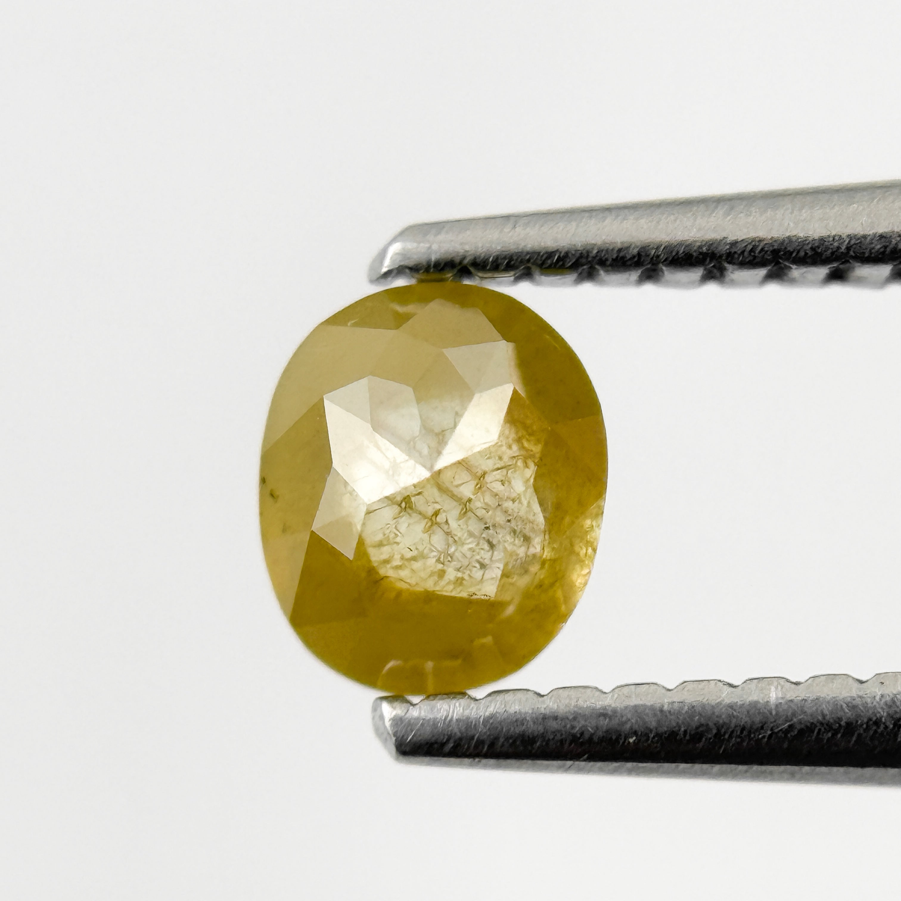 0.62 Ct Oval Rose Cut Yellow Natural Salt and Pepper Diamond