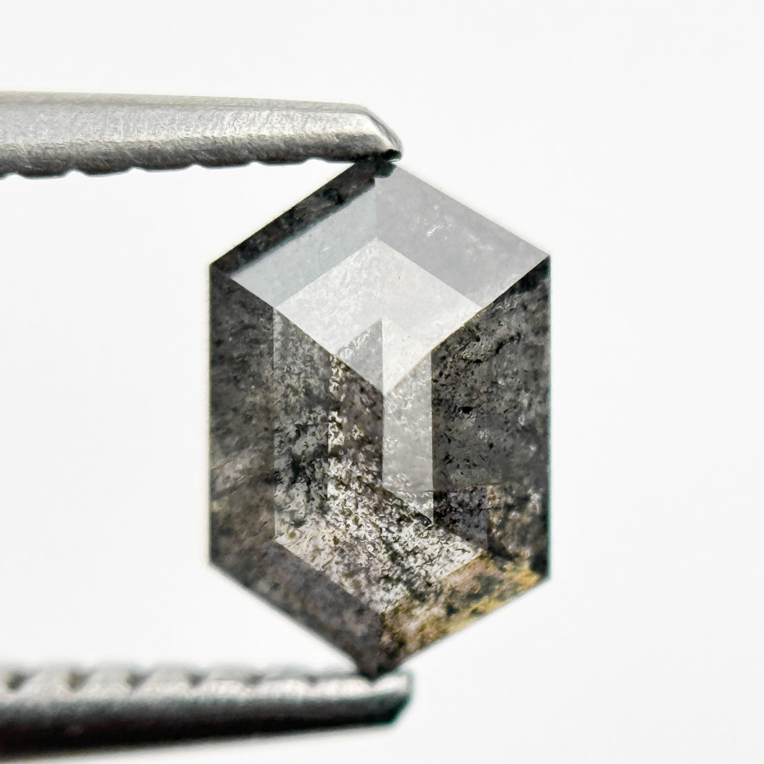 0.98 Ct Hexagon Rose Cut Grey Natural Galaxy Diamond