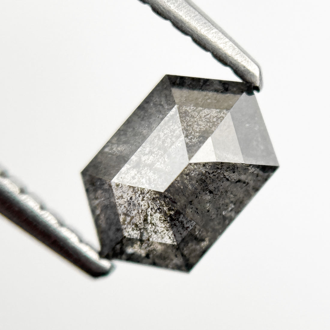 0.98 Ct Hexagon Rose Cut Grey Natural Galaxy Diamond