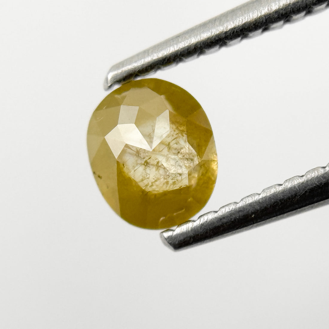 0.62 Ct Oval Rose Cut Yellow Natural Salt and Pepper Diamond