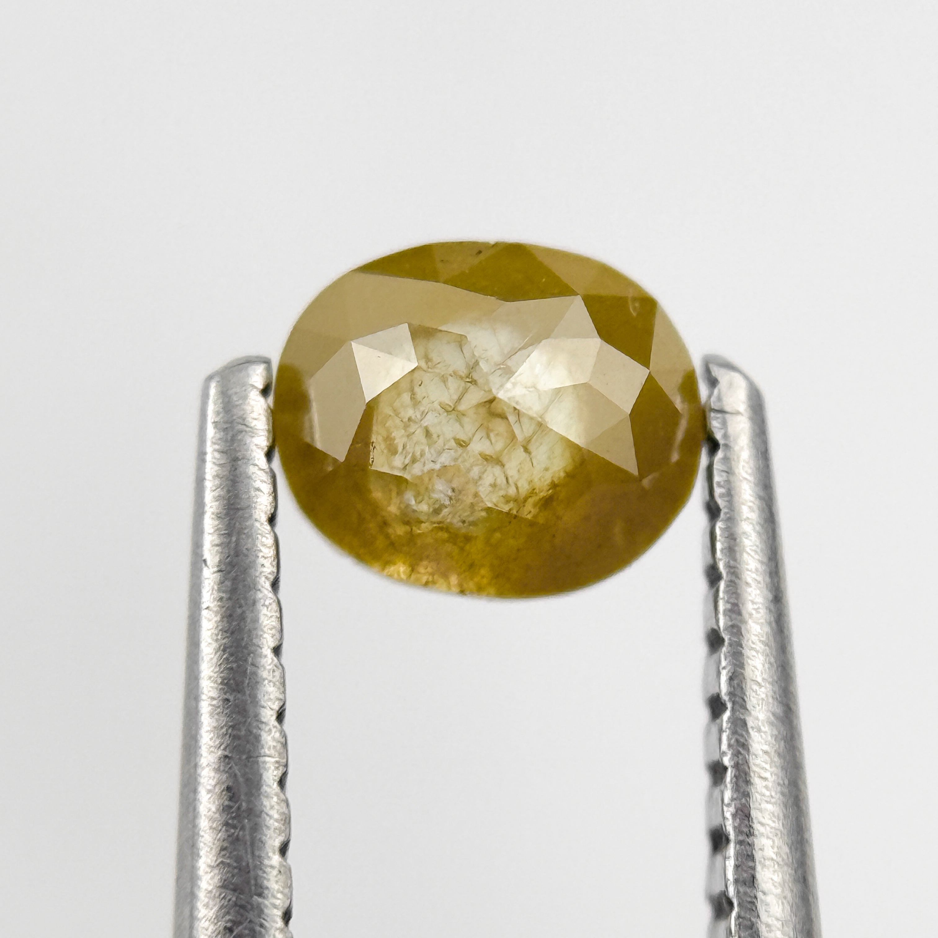 0.62 Ct Oval Rose Cut Yellow Natural Salt and Pepper Diamond