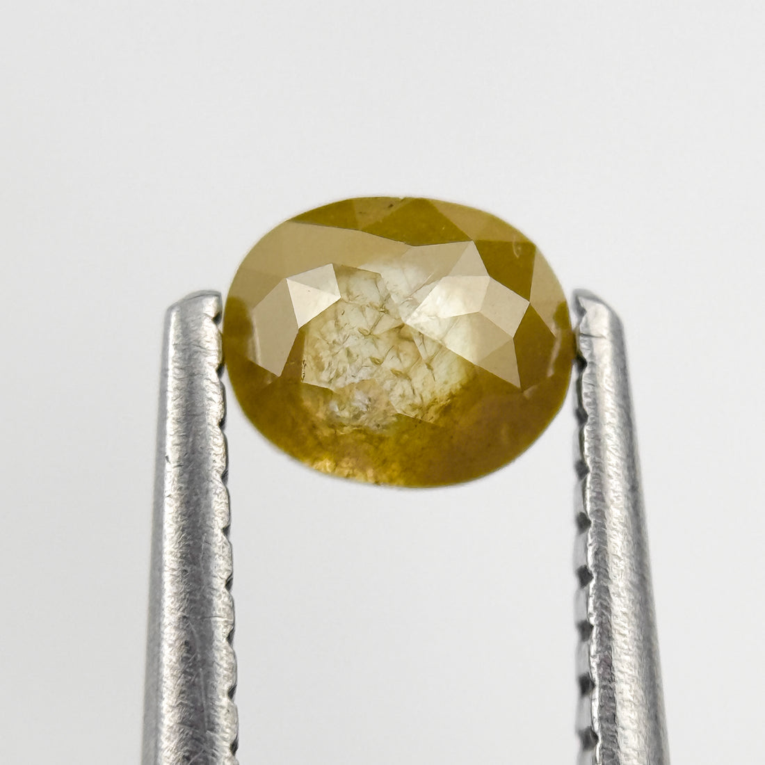 0.62 Ct Oval Rose Cut Yellow Natural Salt and Pepper Diamond