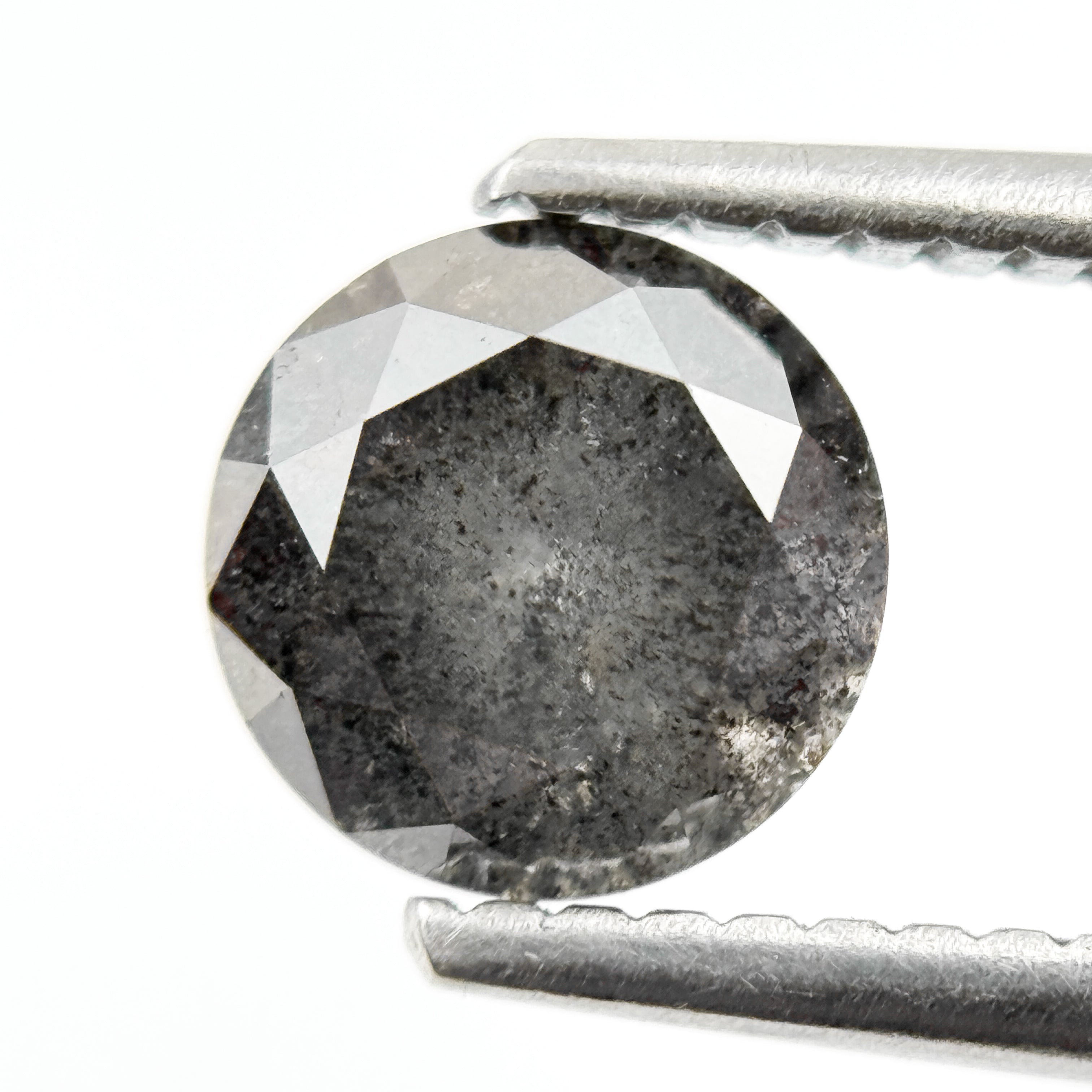 1.22 Ct Round Brilliant Cut Grey Natural Galaxy Diamond