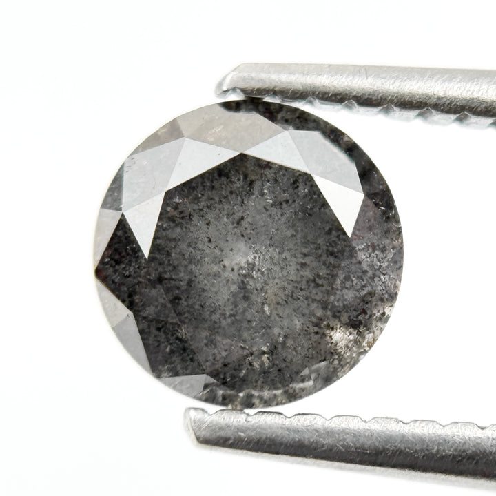 1.22 Ct Round Brilliant Cut Grey Natural Galaxy Diamond
