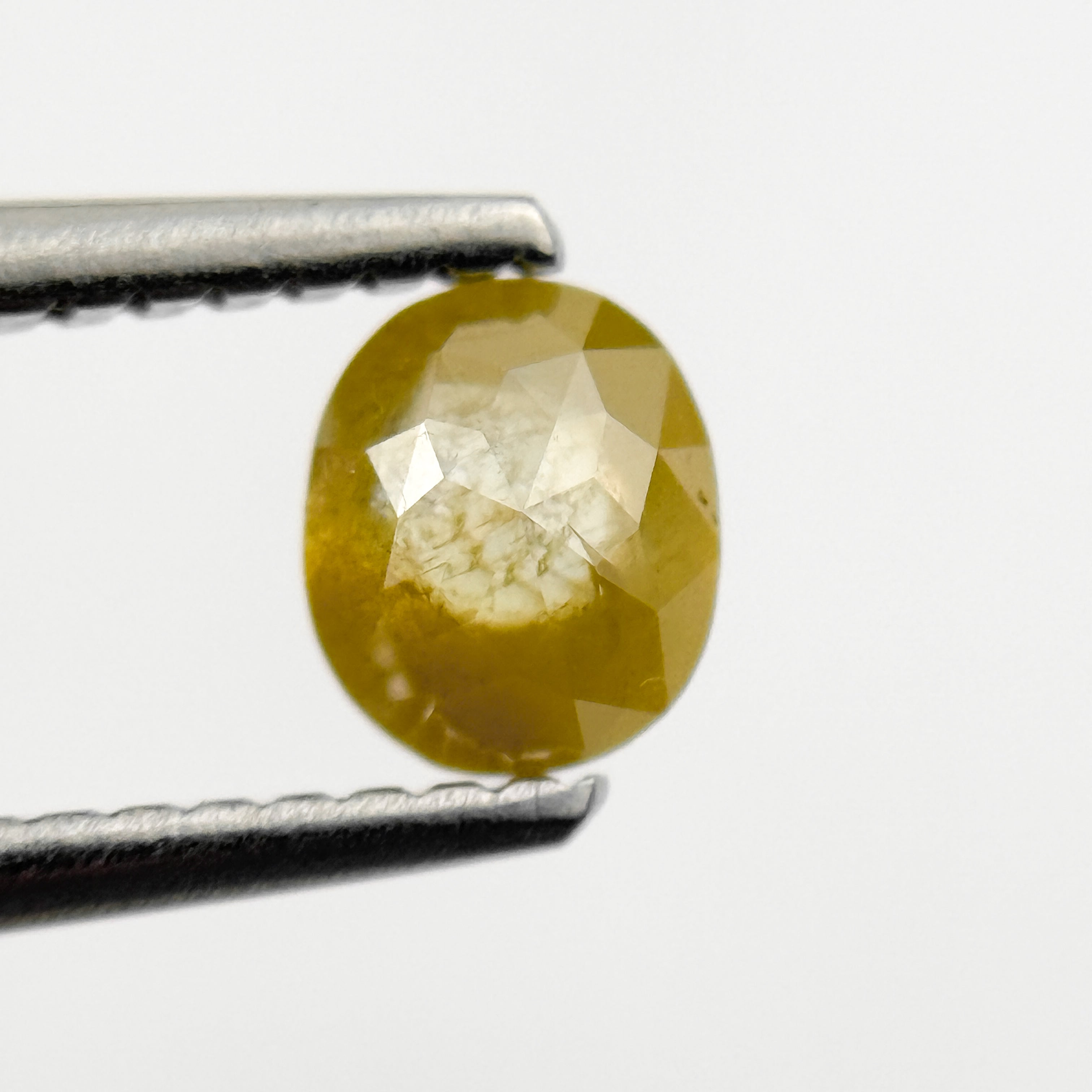 0.62 Ct Oval Rose Cut Yellow Natural Salt and Pepper Diamond