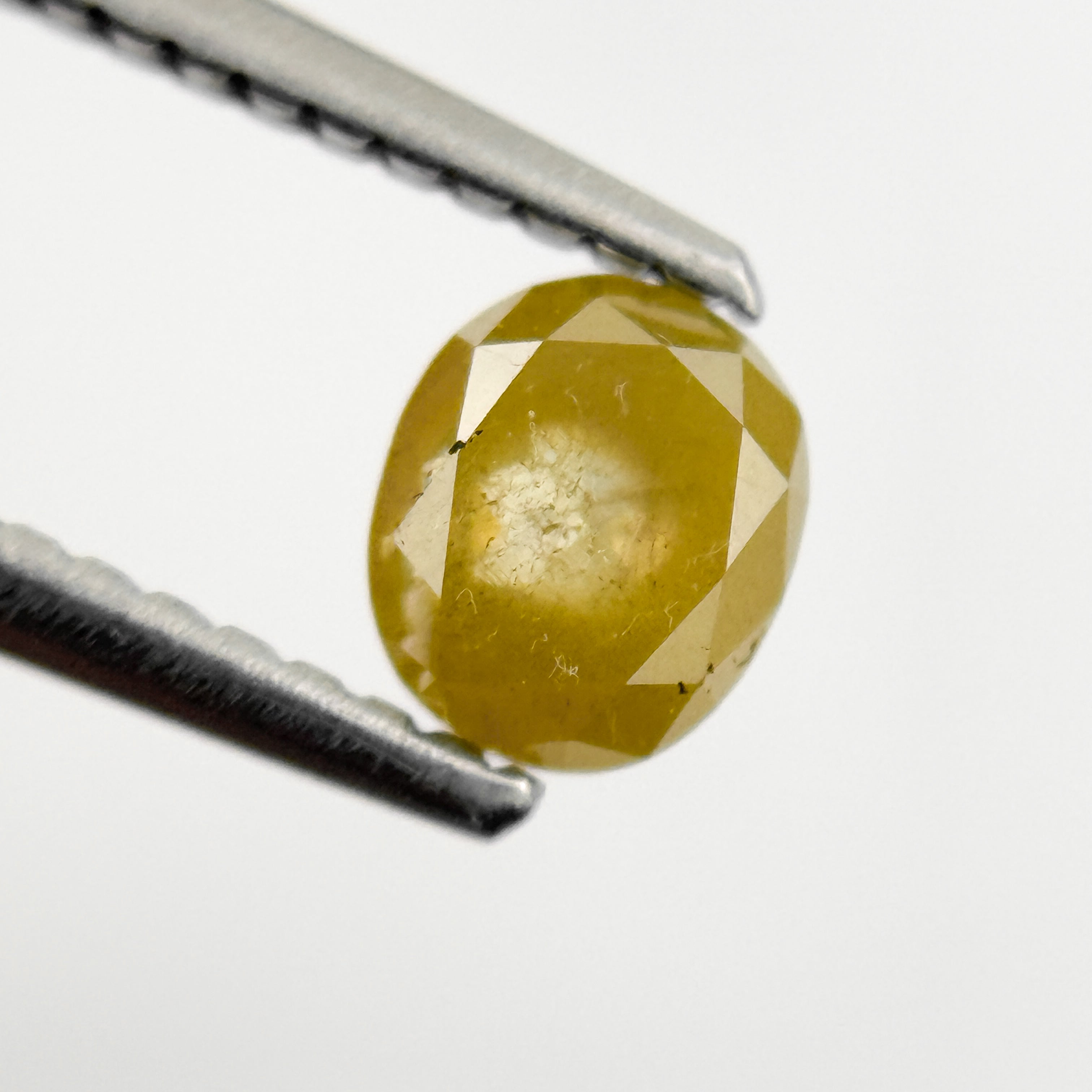 0.62 Ct Oval Rose Cut Yellow Natural Salt and Pepper Diamond