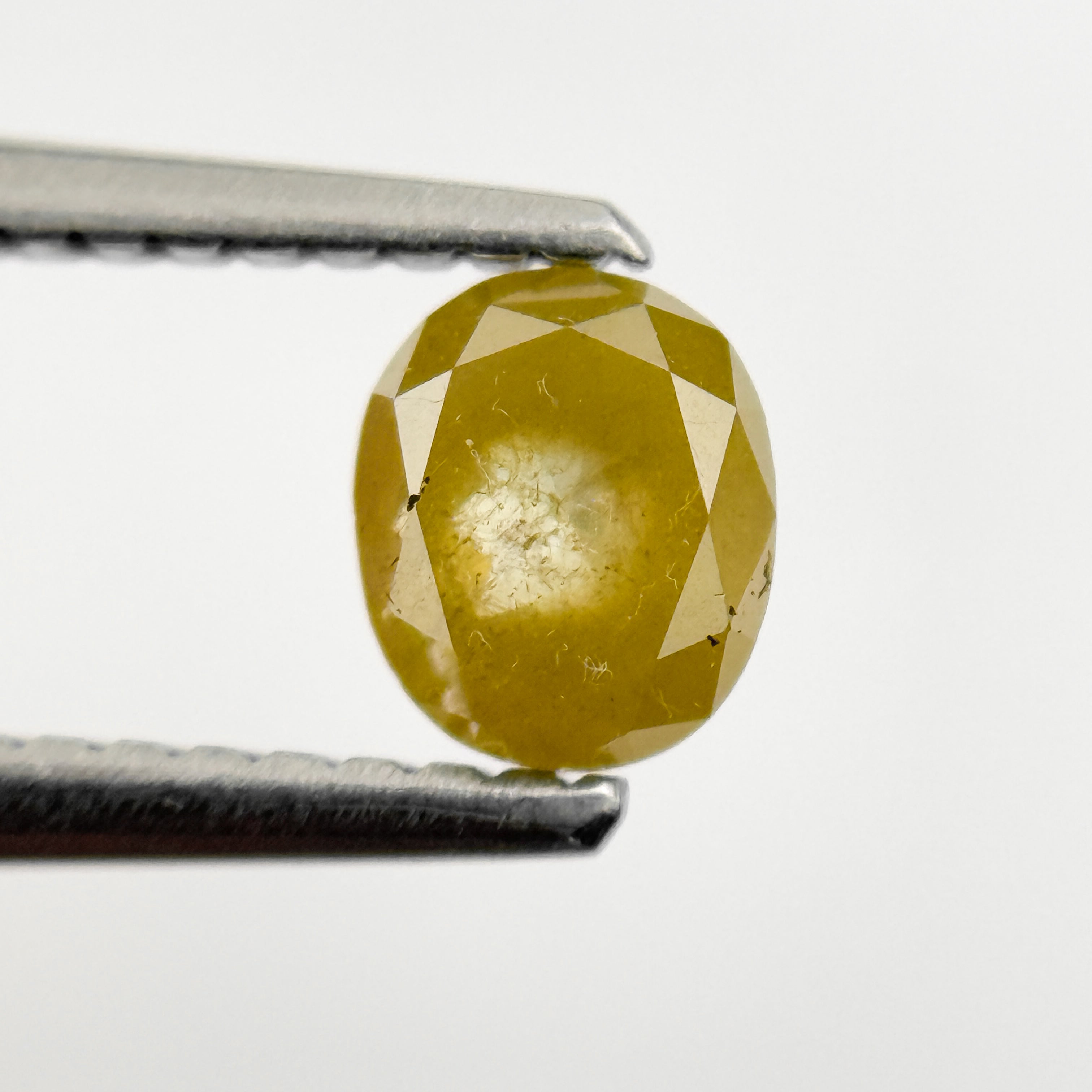 0.62 Ct Oval Rose Cut Yellow Natural Salt and Pepper Diamond