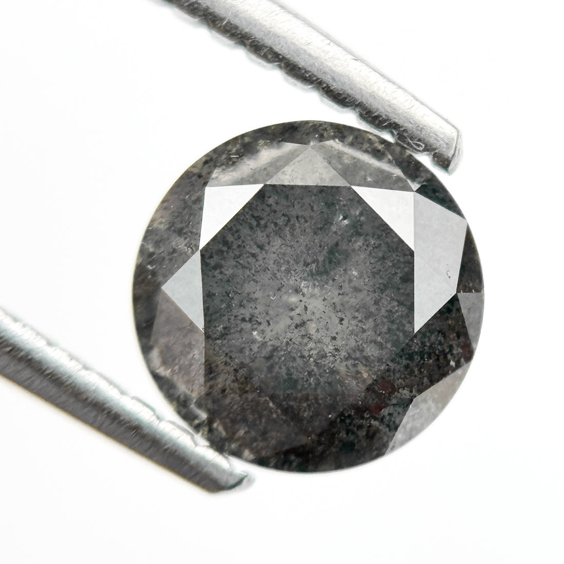 1.22 Ct Round Brilliant Cut Grey Natural Galaxy Diamond