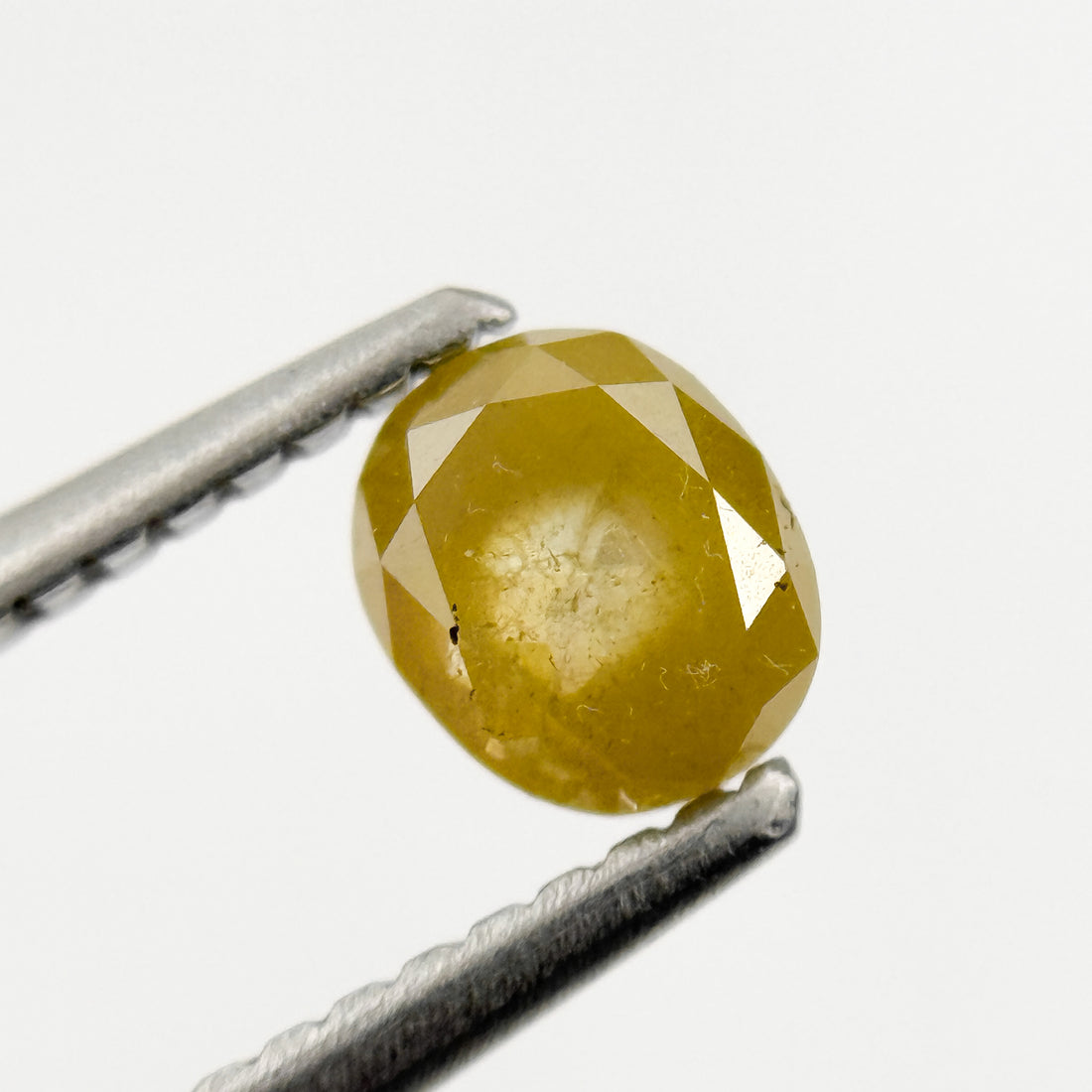 0.62 Ct Oval Rose Cut Yellow Natural Salt and Pepper Diamond