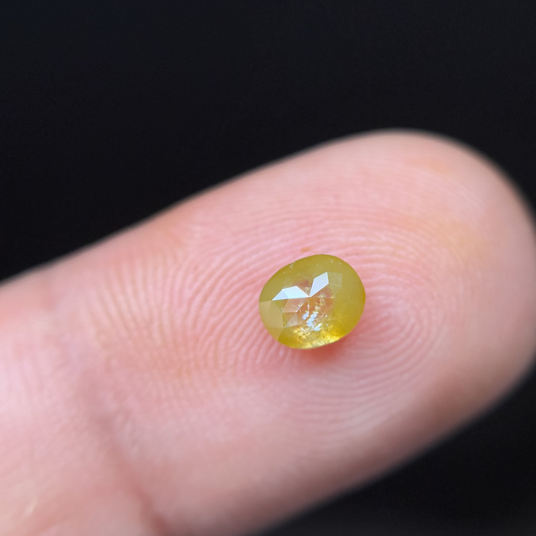 0.62 Ct Oval Rose Cut Yellow Natural Salt and Pepper Diamond