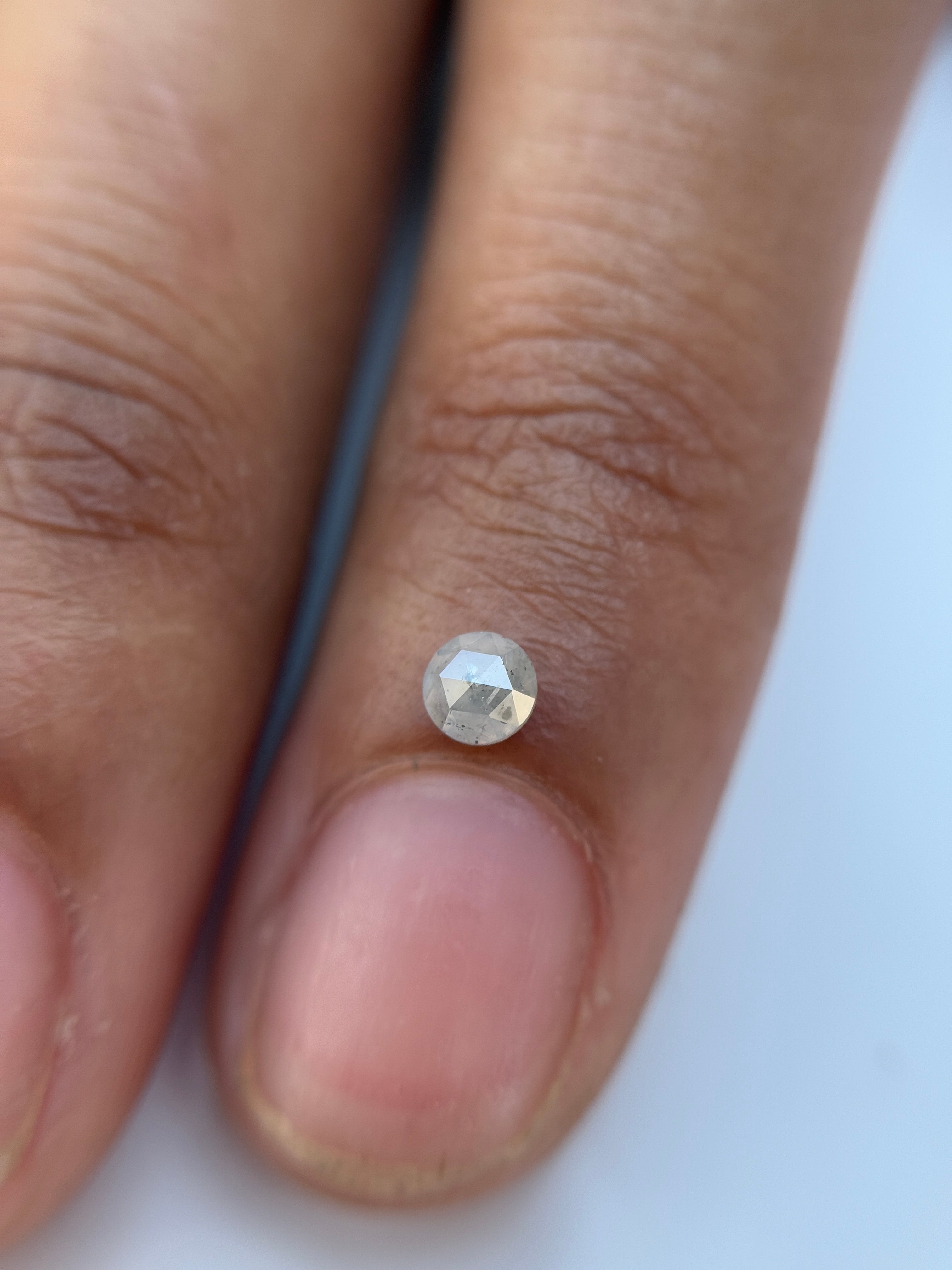 0.21 Ct Round Rose Cut ICY Grey Natural Salt and Pepper Diamond