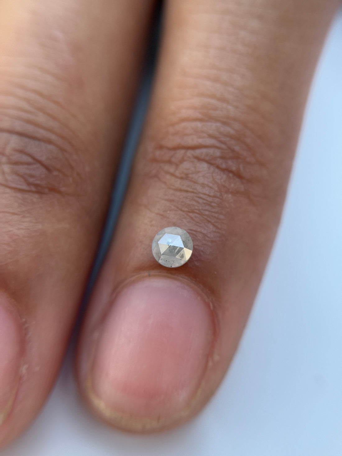 0.21 Ct Round Rose Cut ICY Grey Natural Salt and Pepper Diamond