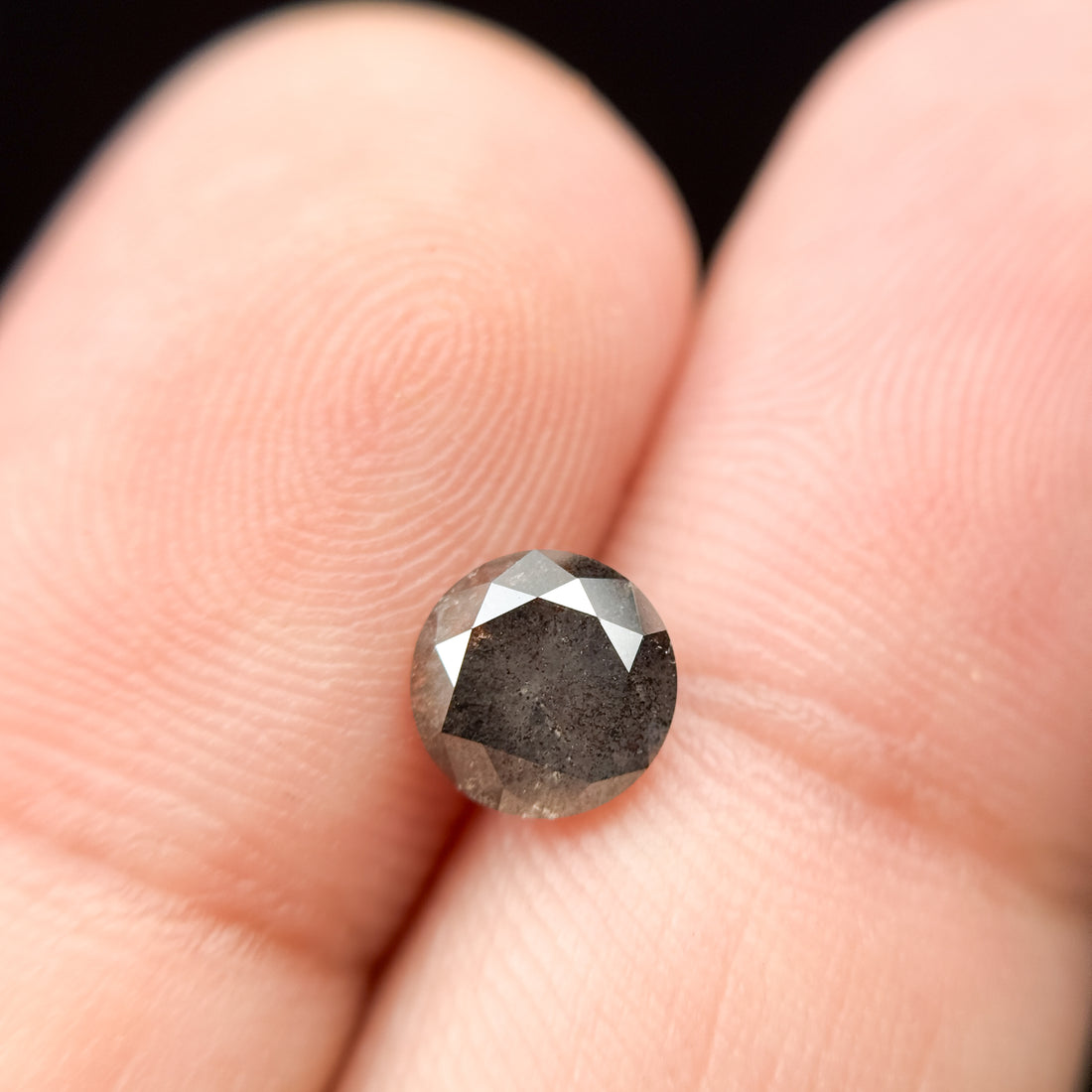 1.22 Ct Round Brilliant Cut Grey Natural Galaxy Diamond