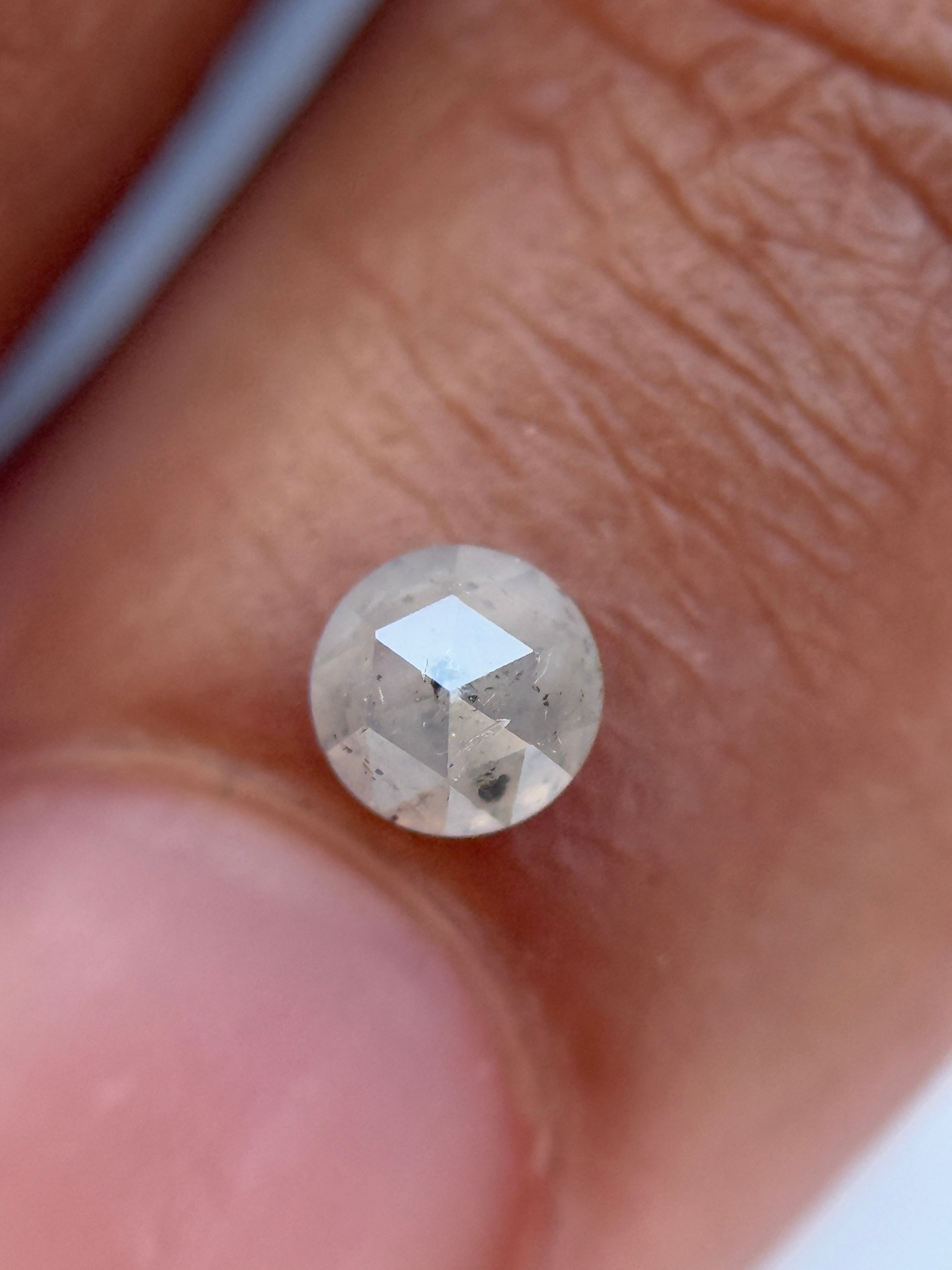 0.21 Ct Round Rose Cut ICY Grey Natural Salt and Pepper Diamond
