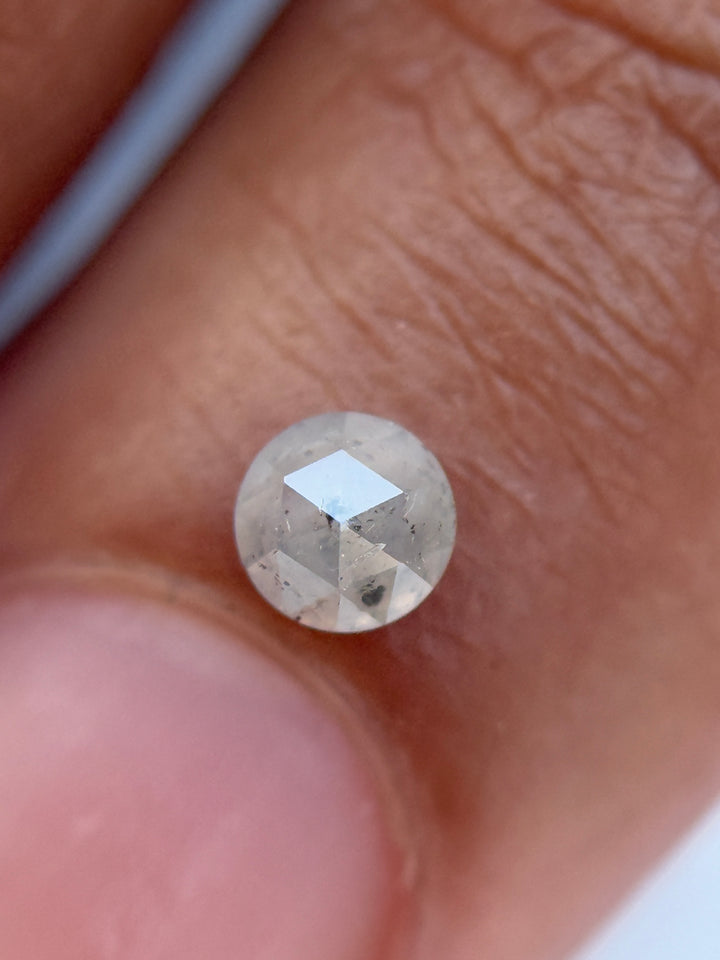 0.21 Ct Round Rose Cut ICY Grey Natural Salt and Pepper Diamond