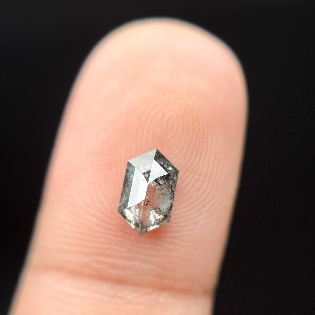 1.00 Ct Hexagon Rose Cut Grey Natural Minimalist Diamond